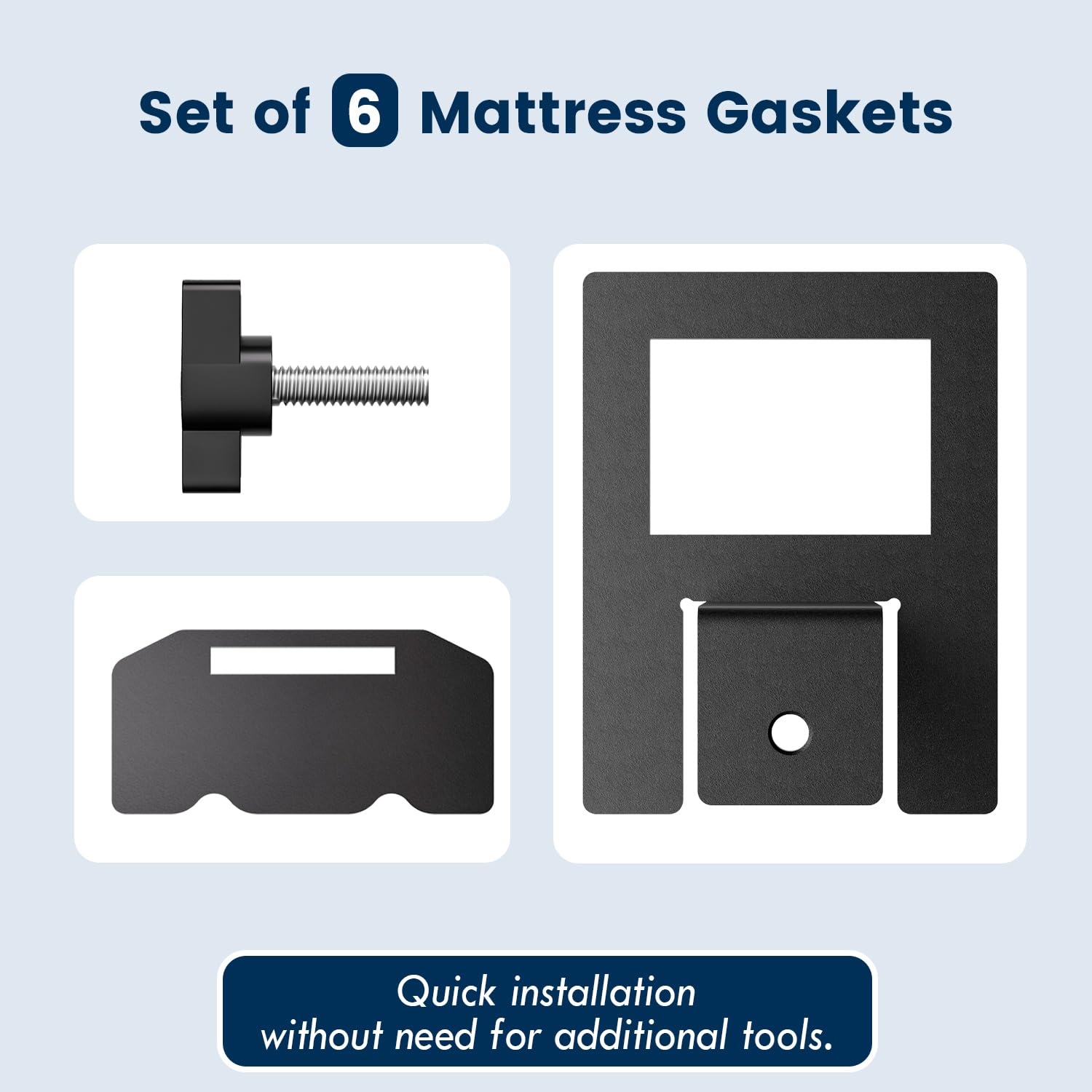 SUYAUU Non Slip Mattress Gaskets, Mattress Holder in Place Gripper for Metal Bed Frame, Keep Mattress from Sliding Gripper, Adjustable, 6 PCS, Black