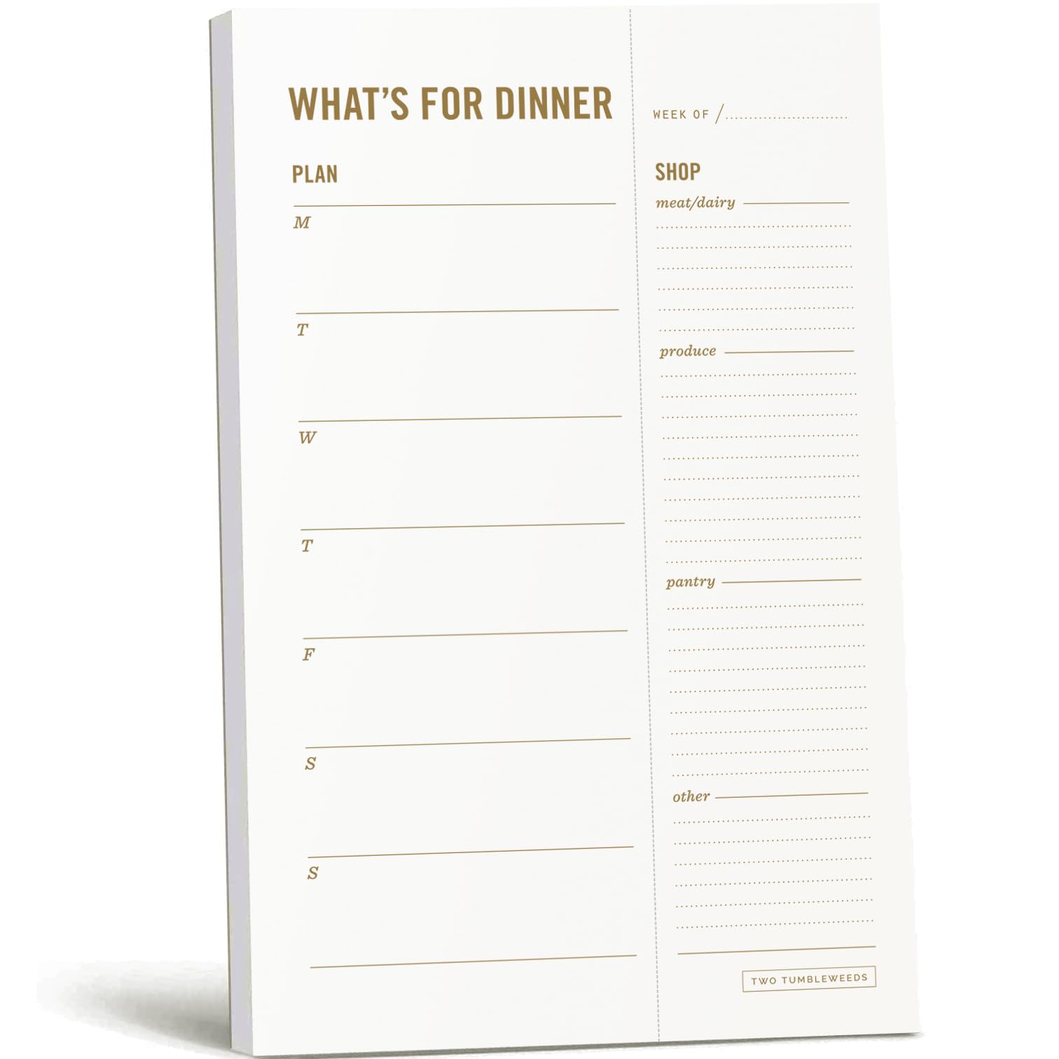 Two Tumbleweeds Meal Planning Notepad - "What's for Dinner?" Weekly Meal Planner and Grocery List Magnet Pad with Tear off Shopping List - Family Dinner Menu for Fridge & Meal Prep - 6x9” - 50 sheets