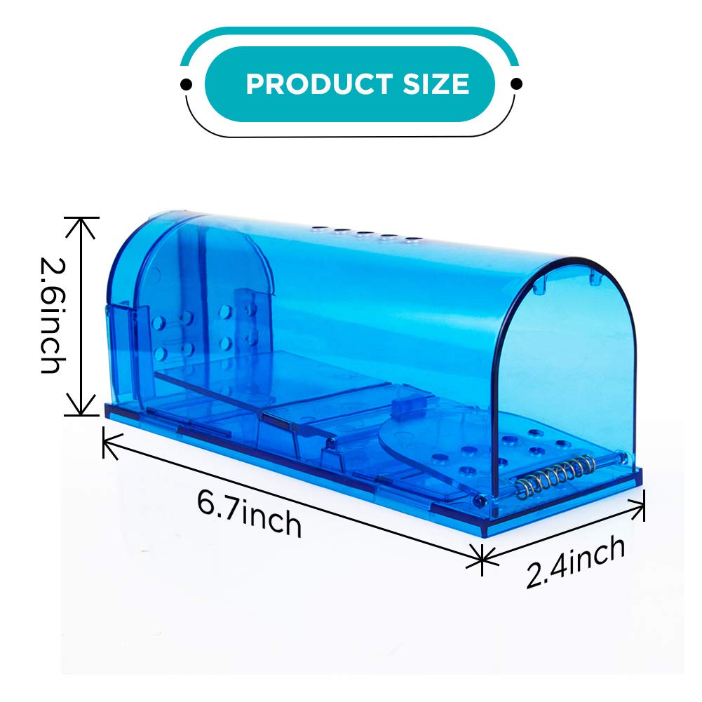 Humane Mouse Trap | Catch and Release Mouse Traps That Work | Mice Trap No Kill for mice/Rodent Pet Safe (Dog/Cat) Best Indoor/Outdoor Mousetrap Catcher Non Killer Small Capture Cage (Blue)
