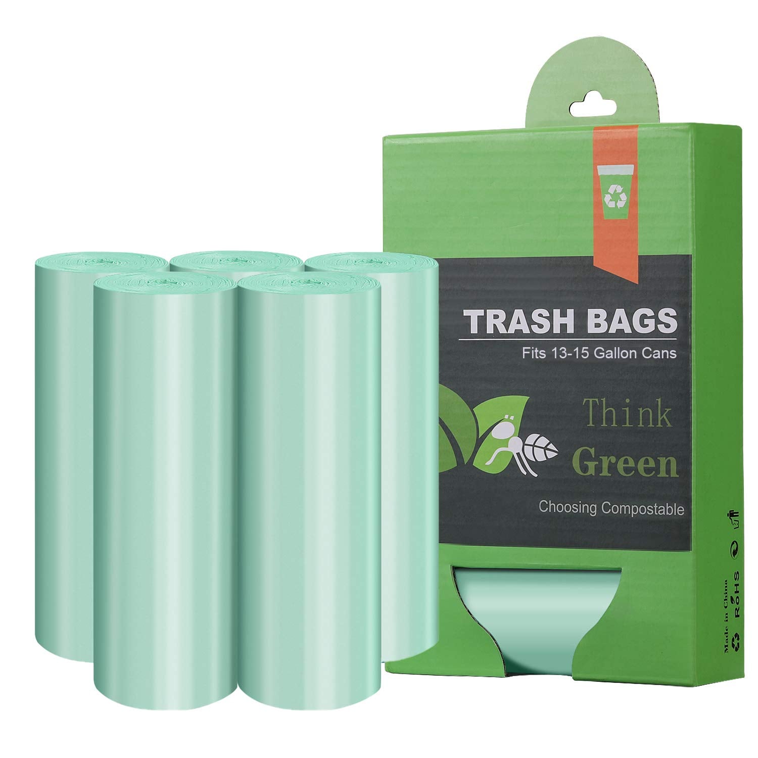 1.2 Gallon Small Trash Bags Garbage Bags, AYOTEE Mini Compostable Strong Bathroom Wastebasket Can Liners trash Bags for Home Office Kitchen fit 5L,5 Liter,1 Gal,Green