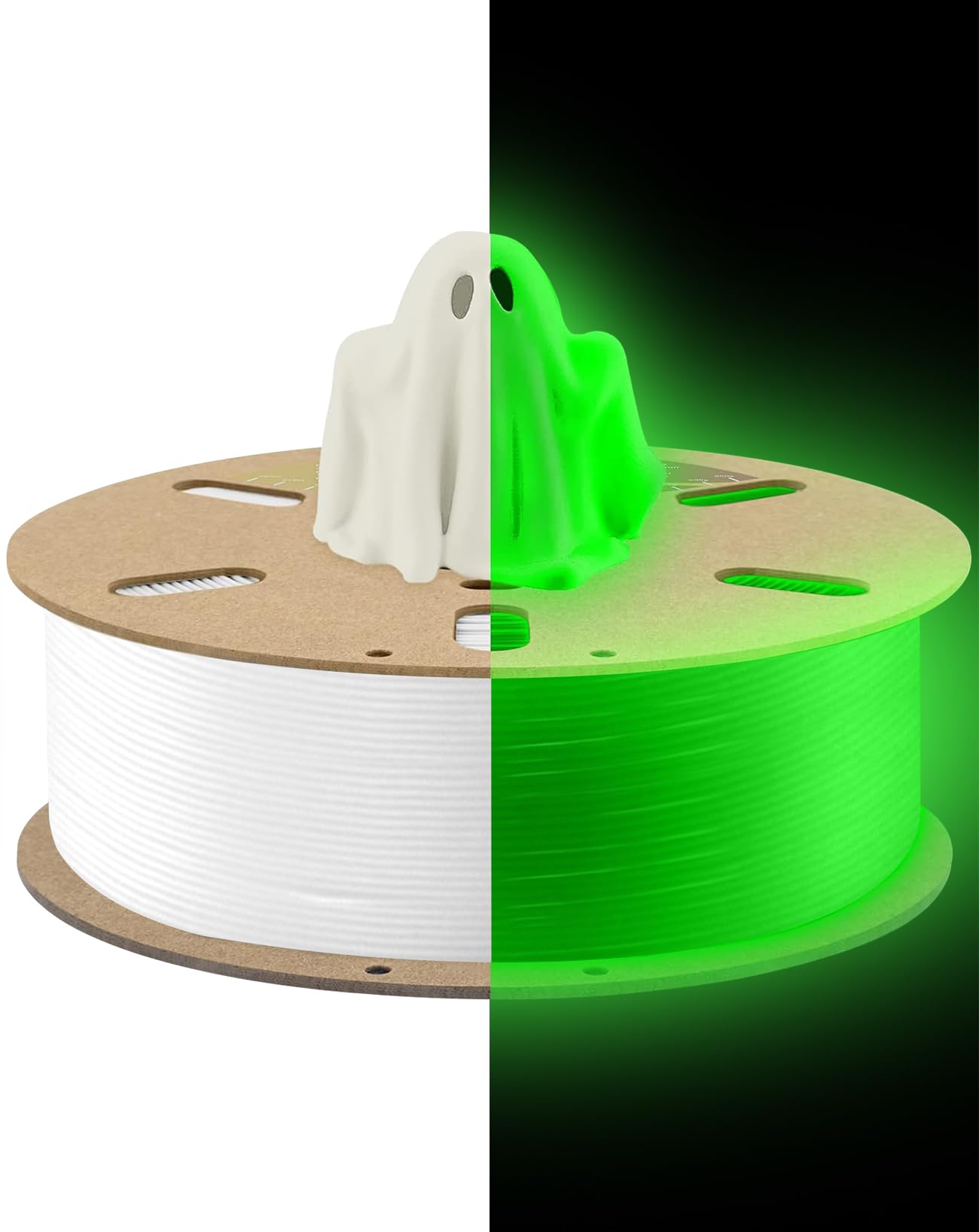 DURAMIC 3D خيوط PLA متوهجة في الظلام باللون الأخضر 1.75 مم 1 كجم، خيوط طباعة ثلاثية الأبعاد مضيئة 1.75 مم بدقة أبعاد +/- 0.02 مم، تناسب معظم طابعات FDM ثلاثية الأبعاد
