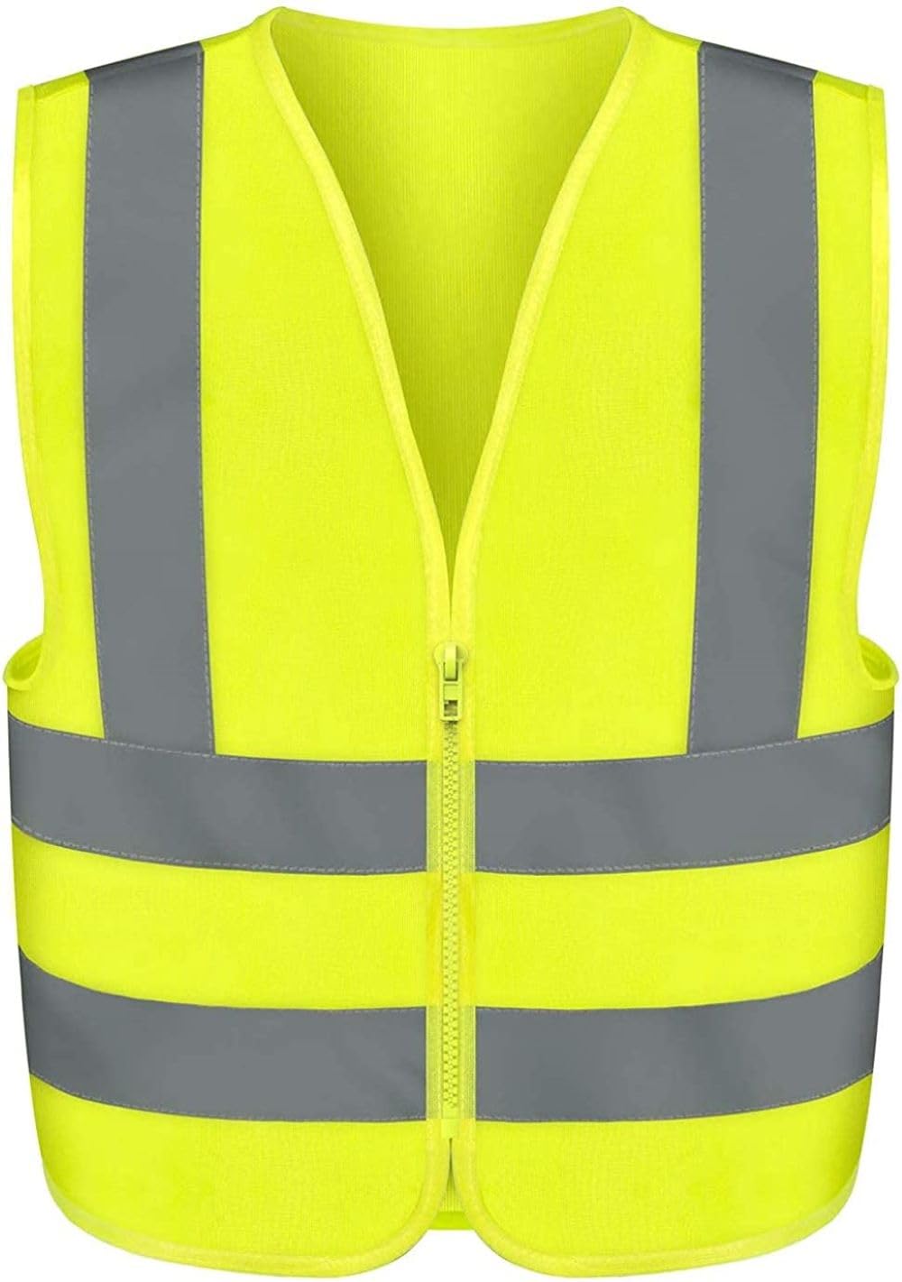 Neiko 53942A High Visibility Safety Vest with Reflective Strips | Size X-Large | Neon Yellow Color | Zipper Front | For Emergency, Construction and Safety Use