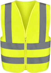 Neiko 53942A High Visibility Safety Vest with Reflective Strips | Size X-Large | Neon Yellow Color | Zipper Front | For Emergency, Construction and Safety Use