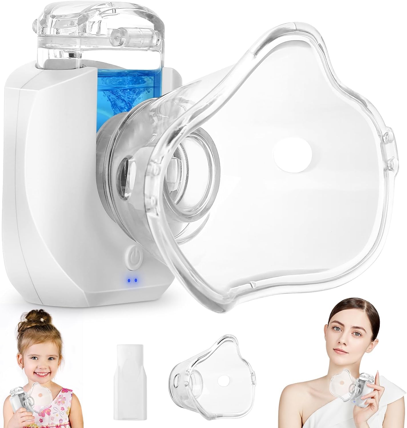 Portable Nebulizer, Rechargeable Mnin Nebulizer Machine for Adults and Kids with 2 Masks & Mouthpiece