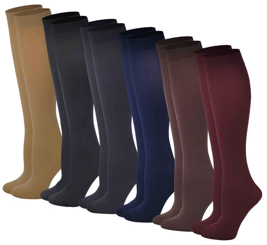 6 Pairs Pack Women Stretchy Spandex Trouser Socks Opaque Knee High (Assorted)