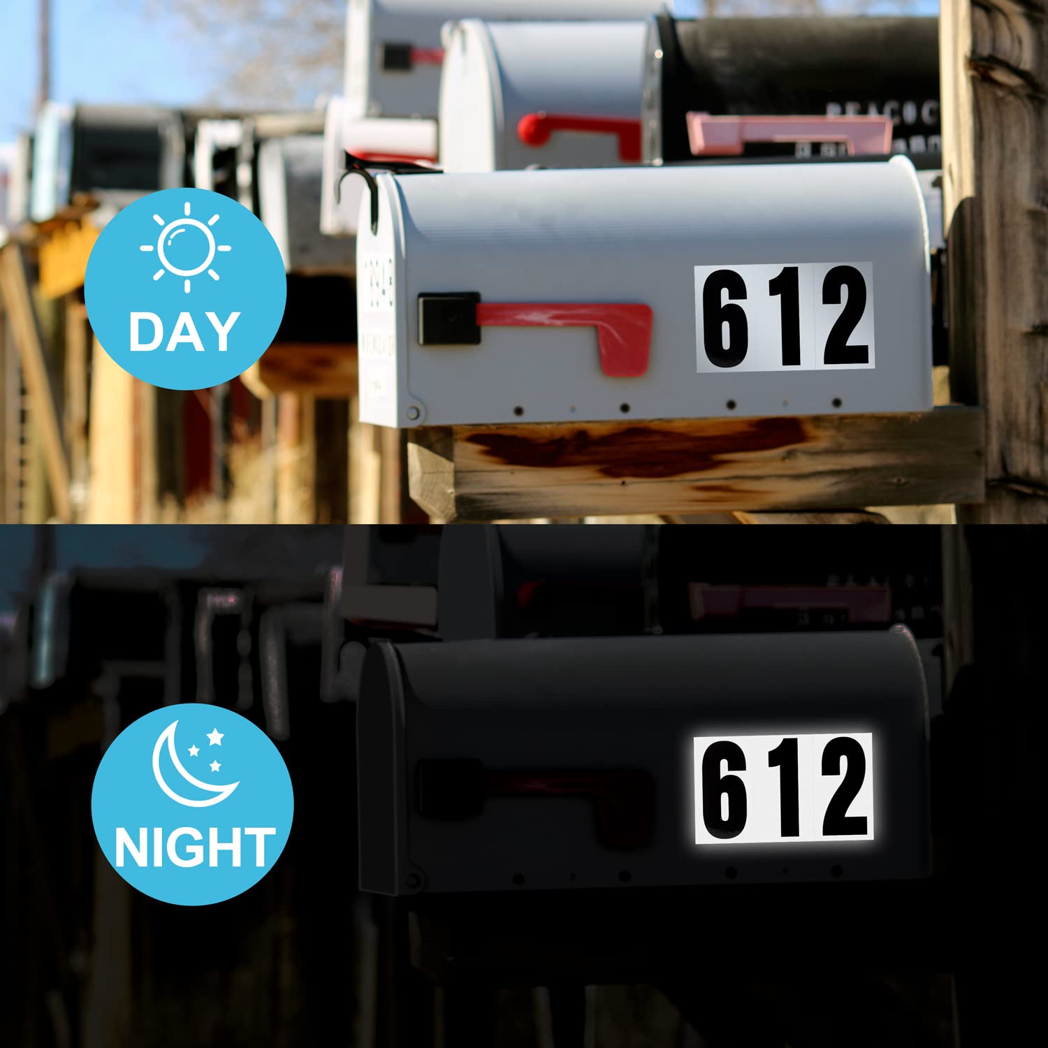 60 Numbers, Reflective Adhesive Mailbox Number Pack, 3", Waterproof Number Stickers for Signs, Door, Cars, Trucks, Home, Business, Address Number