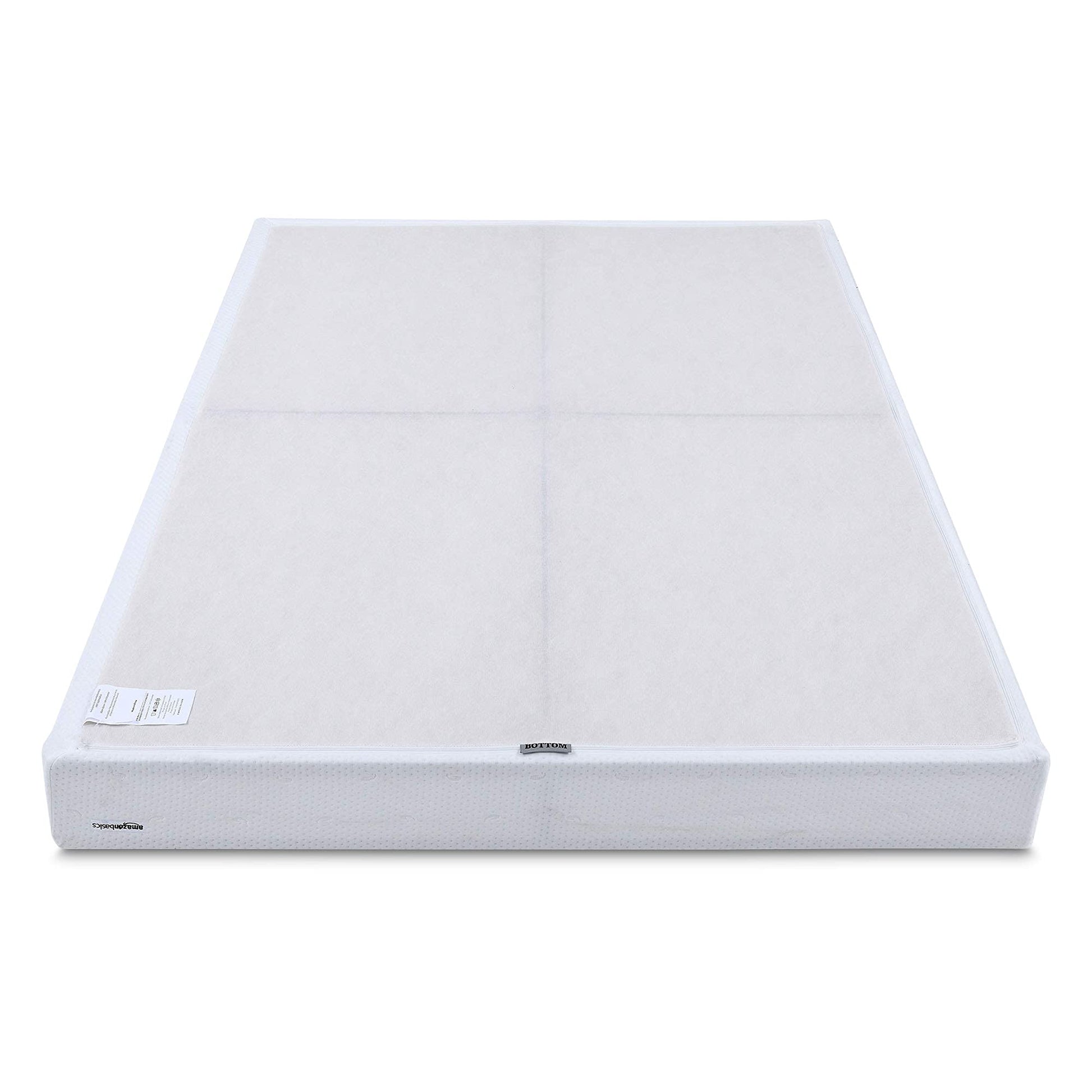 Amazon Basics Smart Box Spring Bed Base, 5-Inch Height Mattress Foundation, Tool-Free Easy Assembly, Queen, 79"L x 59.5"W x 5"H, White
