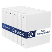 1.5-Inch 3-Ring Binder with Pockets, 1-1/2Ã¢ÂÂÃ¢ÂÂ Premium View Binders with Three Ring Binders Holds up to 325 Sheets US Letter Size, Bulk Pack of 6, Perfect for Home, Office, and School (1.5-inch) White