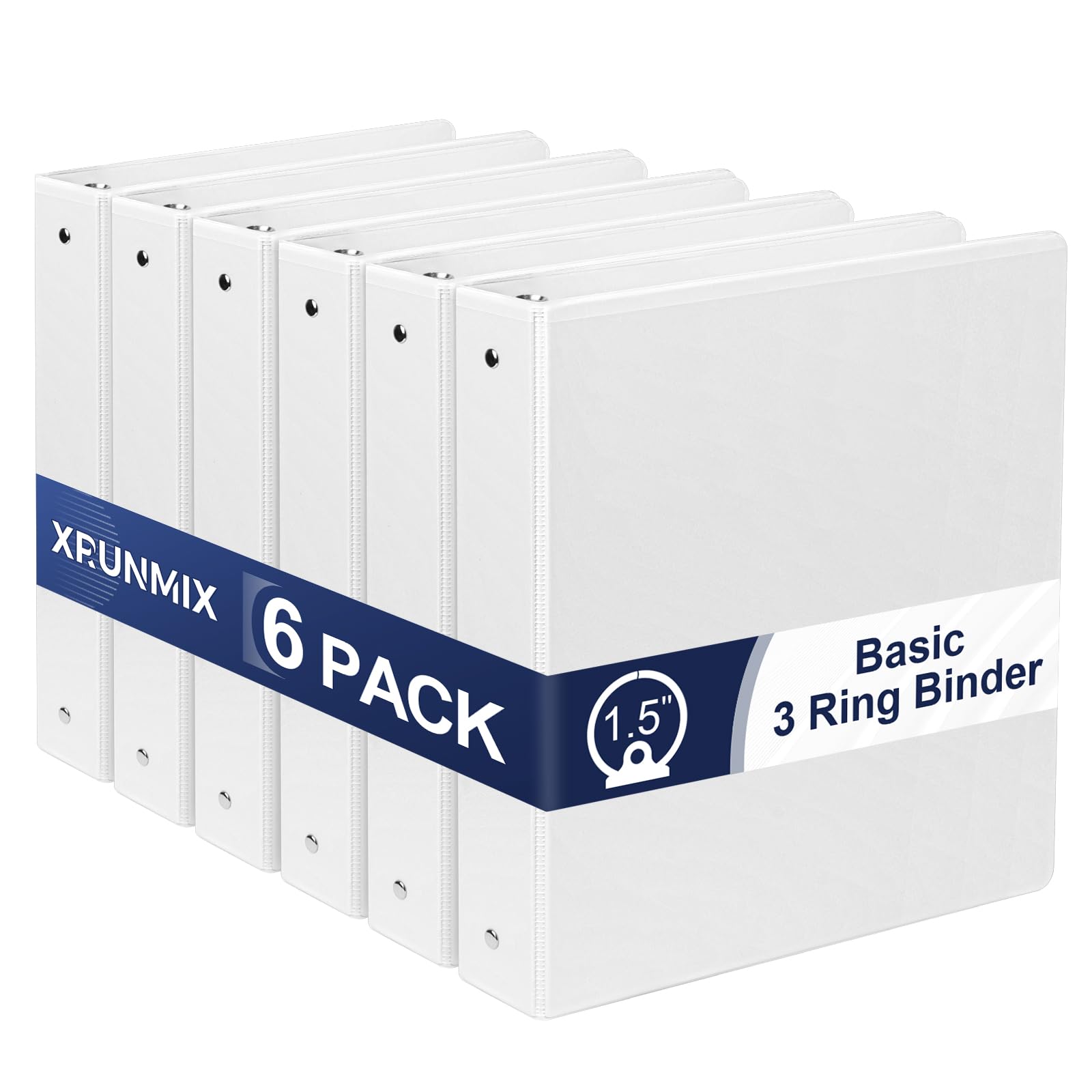 1.5-Inch 3-Ring Binder with Pockets, 1-1/2Ã¢ÂÂÃ¢ÂÂ Premium View Binders with Three Ring Binders Holds up to 325 Sheets US Letter Size, Bulk Pack of 6, Perfect for Home, Office, and School (1.5-inch) White
