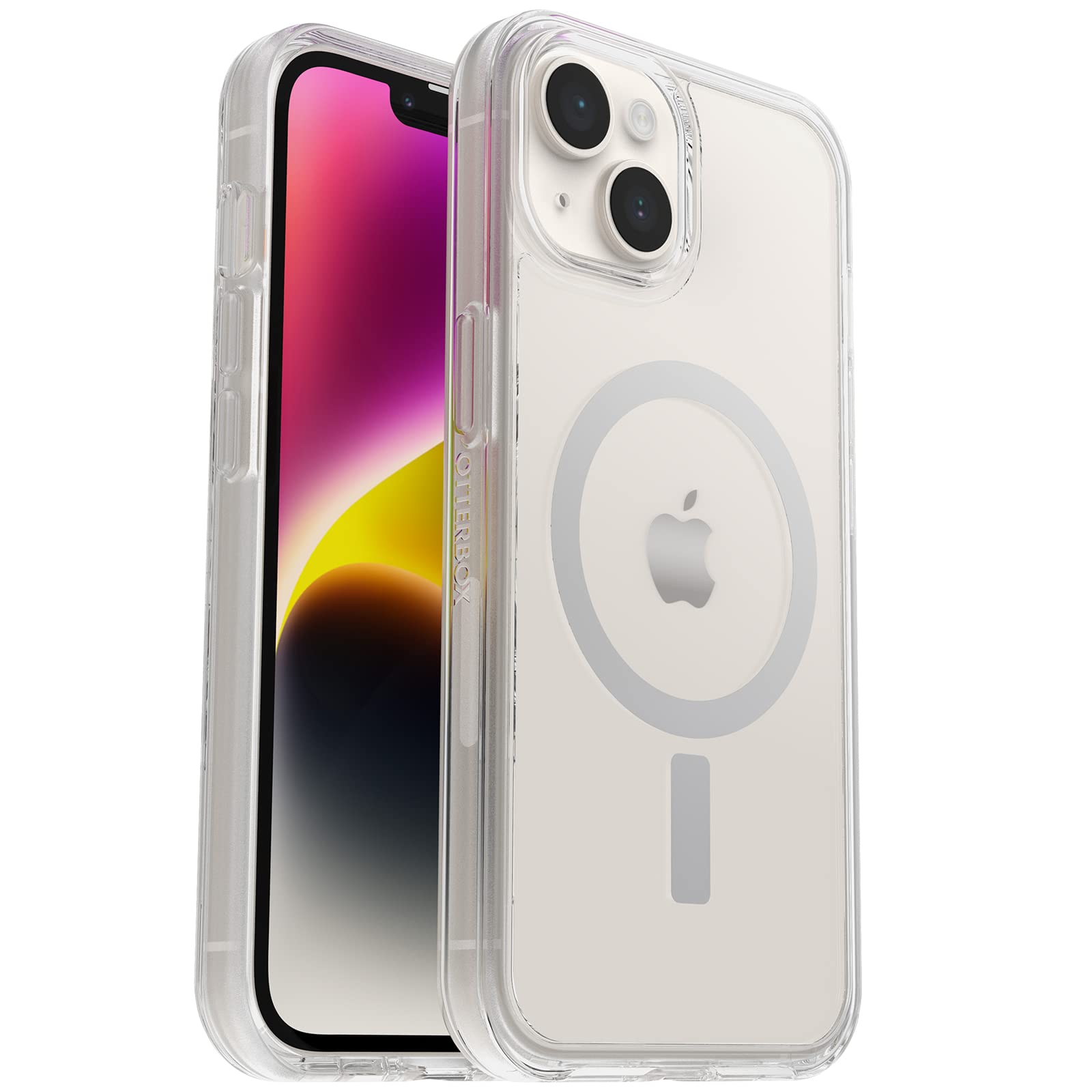 OtterBox iPhone 14 & iPhone 13 Symmetry Series+ Case - Clear, Ultra-Sleek, Snaps to MagSafe, Raised Edges Protect Camera & Screen