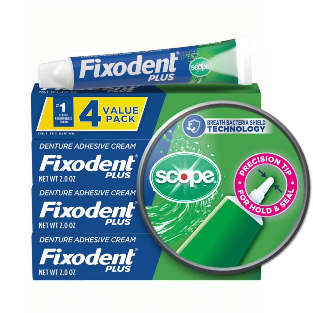 Fixodent Plus Scope Haftcreme für Zahnprothesen 57g (4er-Pack)