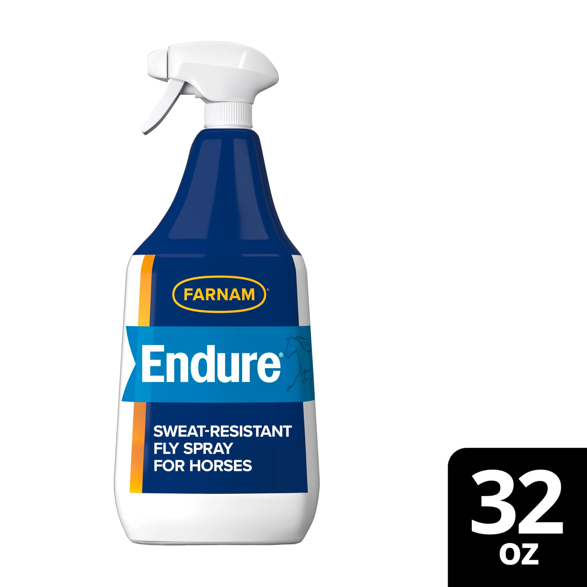 Farnam Endure Sweat-Resistant Fly Spray for Horses, Lasts Up to 14 Days, Protects Against Flies, Gnats, Mosquitoes, Ticks & Lice, 32 oz.