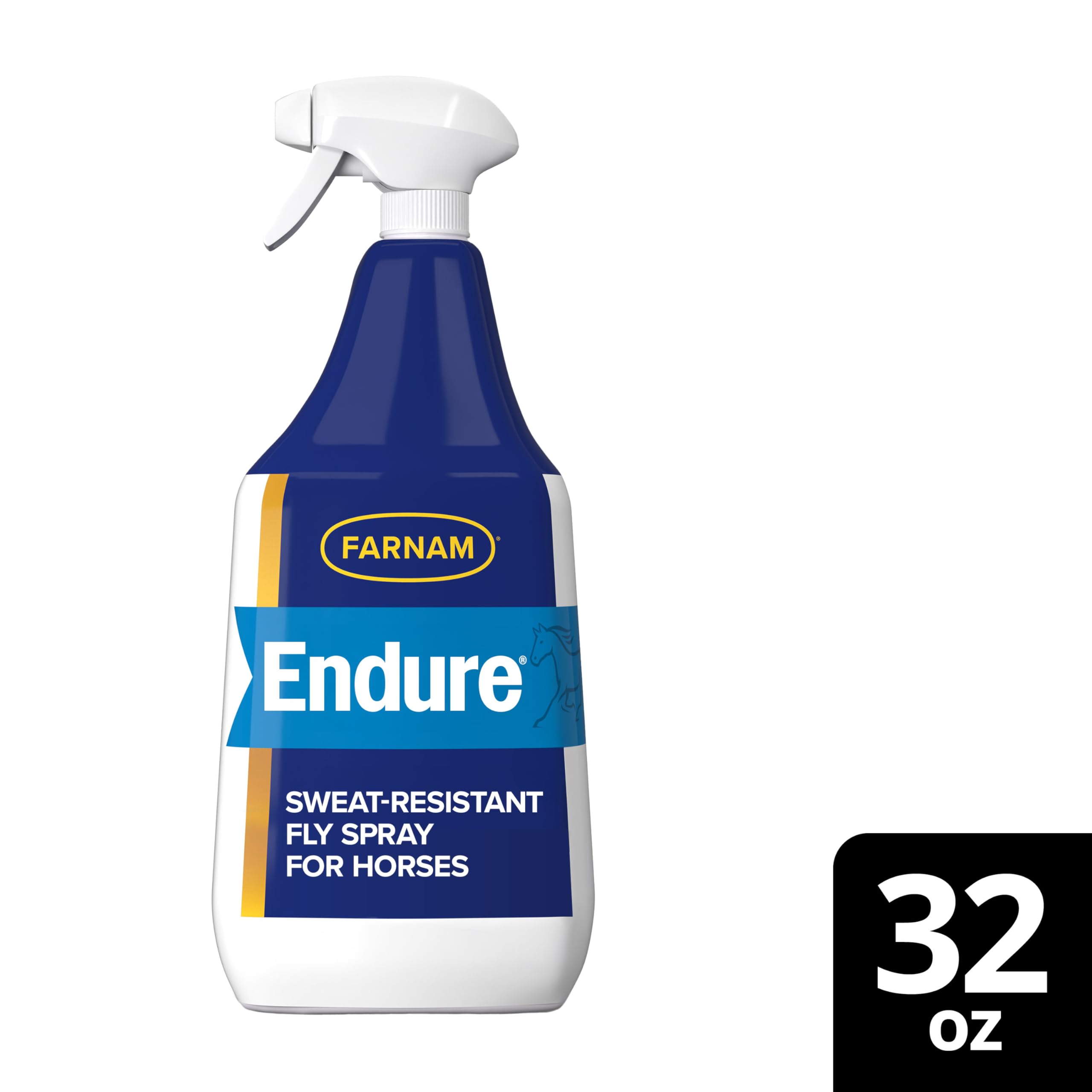 Farnam Endure Sweat-Resistant Fly Spray for Horses, Lasts Up to 14 Days, Protects Against Flies, Gnats, Mosquitoes, Ticks & Lice, 32 oz.