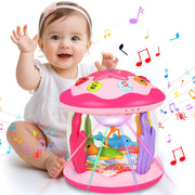 Aboosam Baby Girl Toys 6-12 Months: Babies Ocean Rotating Light Up Musical Toys 12-18 Months Crawling Learning Infant Toy for Toddlers 1 2 3 Years Old Baby Girl Gifts (Pink)
