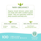 Organyc 100% Organic Cotton Balls for Sensitive Skin, 100 Count