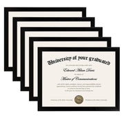 upsimples Certificate Frame with High Definition Glass, 8.5 by 11 Picture Diploma Document Frames for Wall and Tabletop, Black 5 Pack