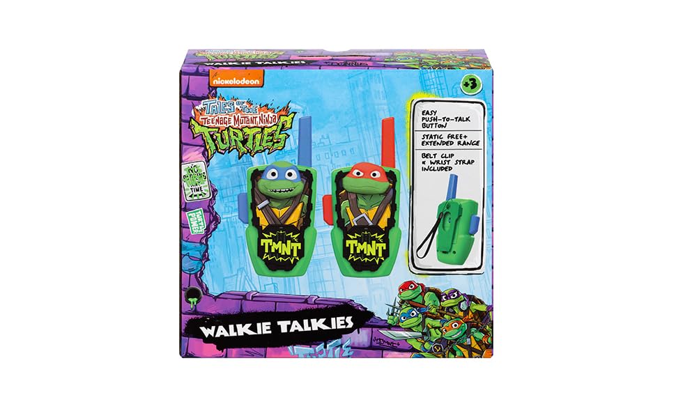 eKids Teenage Mutant Ninja Turtles Toy Walkie Talkies for Kids, Static Free Indoor and Outdoor Toys for Boys, Designed for Fans of Ninja Turtles Toys