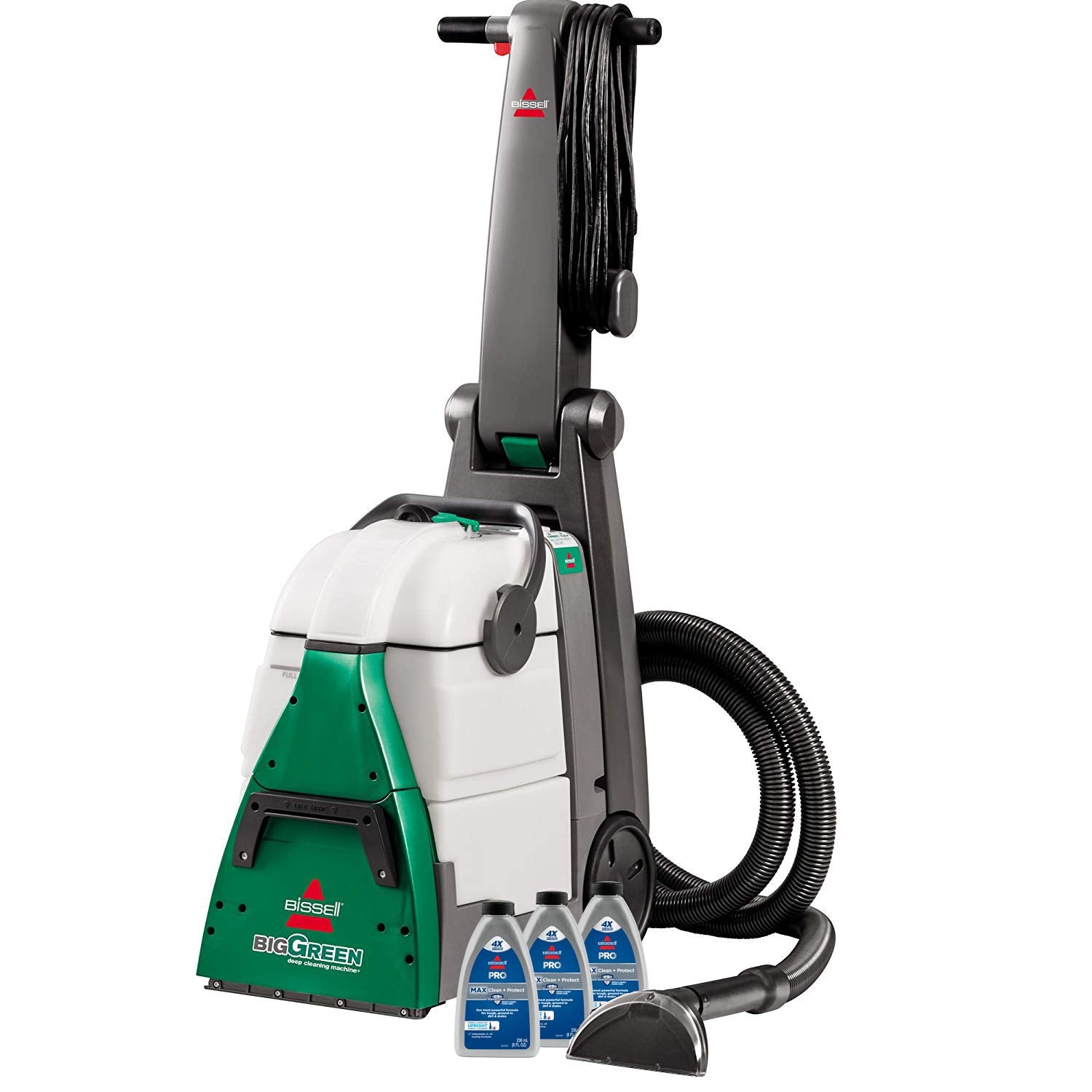مكنسة بيسيل بيج جرين الاحترافية لتنظيف السجاد مع فرشاة XL DirtLifter الكهربائية، خرطوم طويل بطول 9 بوصات، أداة إزالة البقع الصعبة بحجم 6 بوصات، تتضمن تركيبة بيسيل برو ماكس مع تقنية حماية من البقع