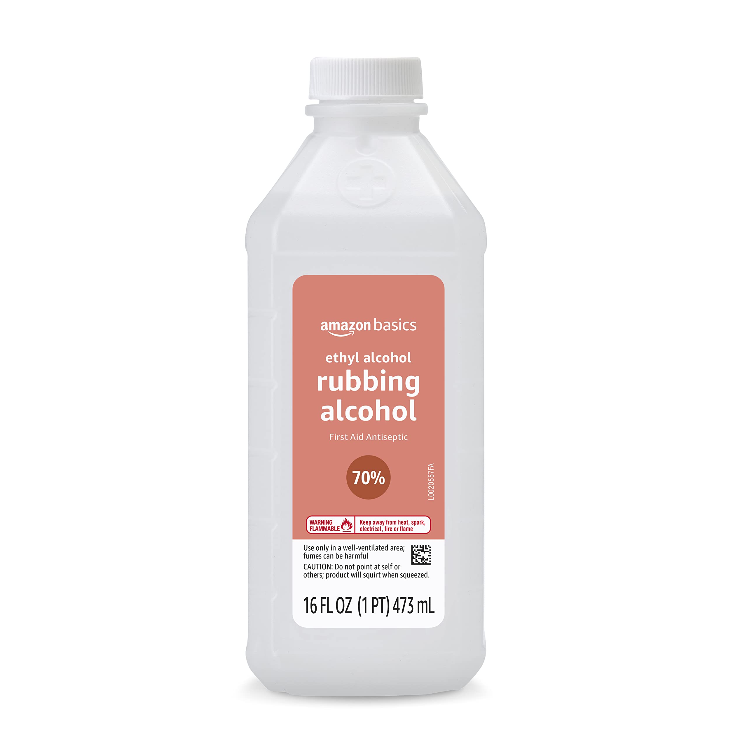 Amazon Basics 70% Ethyl Rubbing Alcohol First Aid Antiseptic, Unscented, 16 Fluid Ounces (Previously Solimo)