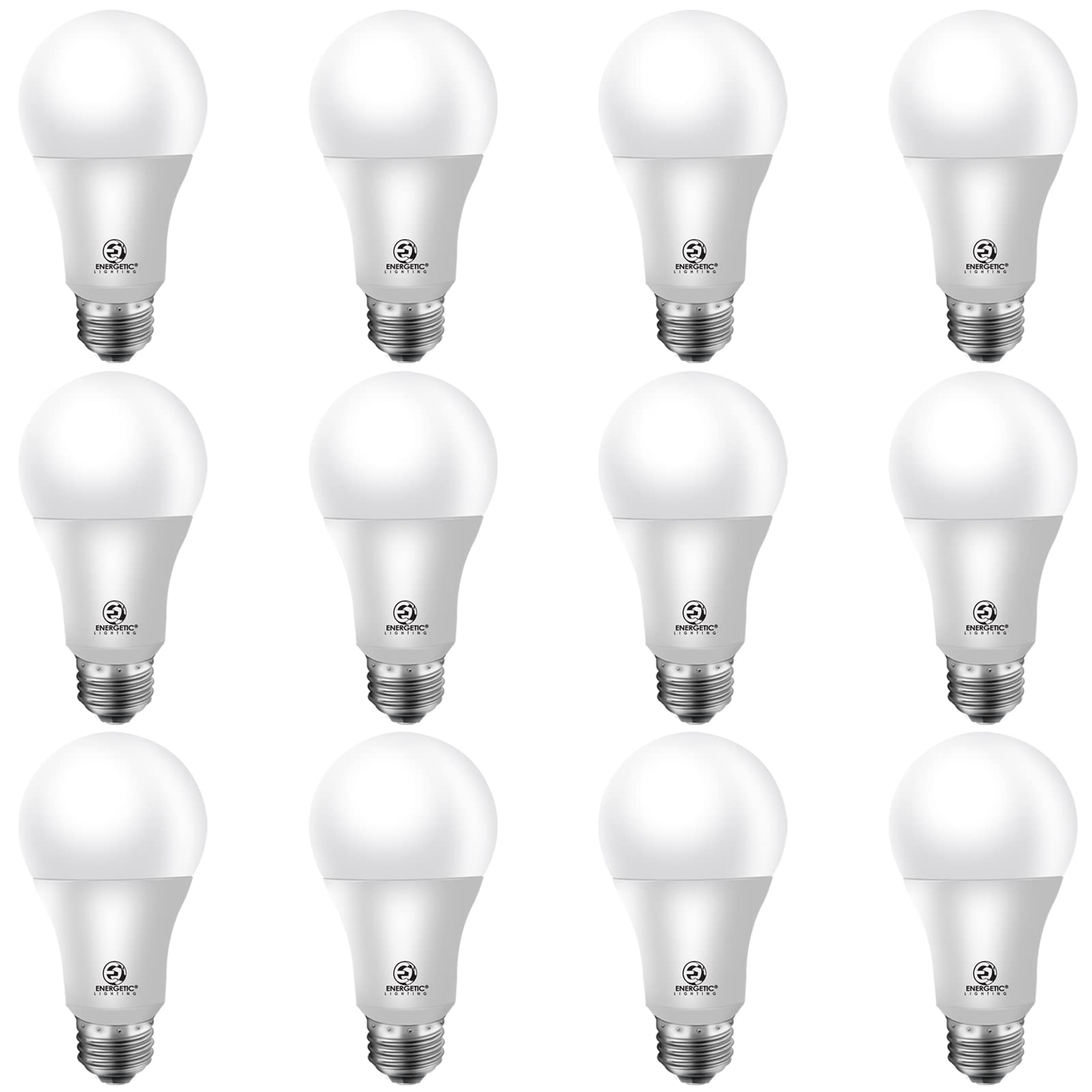 Energetic Light Bulbs 75 Watt, 1200LM Super Brightness, Daylight 5000K, E26 Standard Base, Non-Dimmable A19 LED Light Bulb, UL Listed, 12 Pack