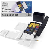 Winsor & Newton Cotman Watercolor Paint Set, Sketchers' Pocket Set, 12 Half Pan w/ Brush