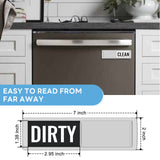 KitchenTour Dishwasher Magnet Clean Dirty Sign, Upgrade Super Strong Clean Dirty Magnet for Dishwasher, Large Text Easy to Read Non-Scratch Magnetic Indicator Kitchen Decor, Silver