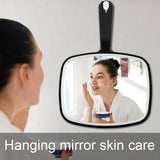 Koonero Large Wall Mount Hand Mirror with Handle, for Vanity Makeup Home Salon Travel Use (Square Black 10.3inx7.3in)