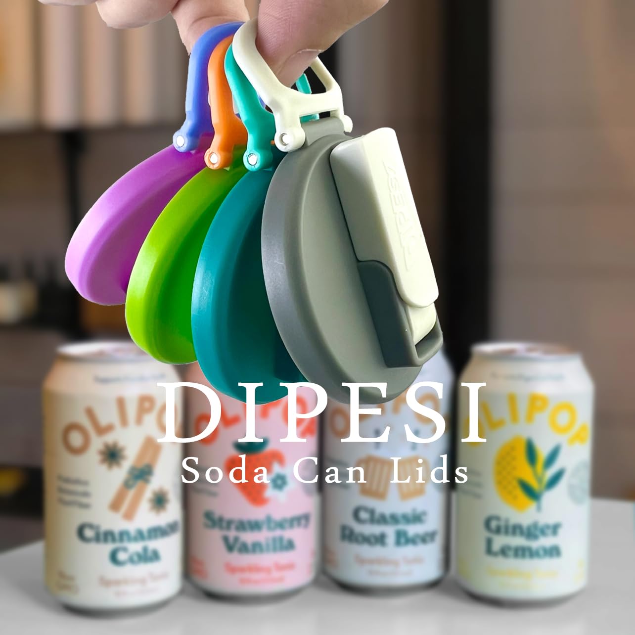 DIPESI 6 pack 6 color Soda Can Lids with Straws, Reusable Silicone Straws Soda ​Can Covers, BPA-Free,Airtight Seal, Easy to Use, Prevents Spills, Fits Standard Cans.