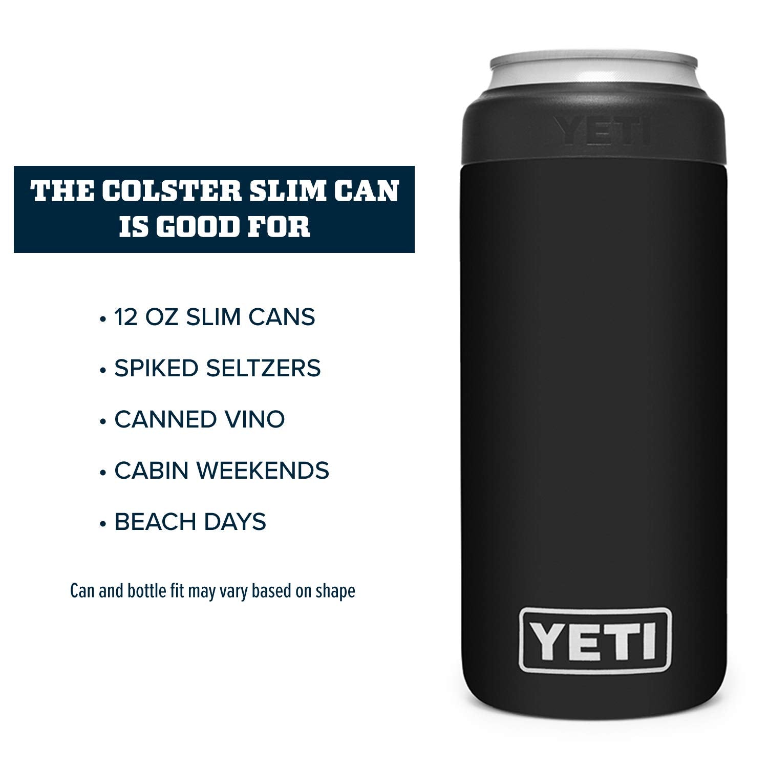YETI Rambler 12 oz. Colster Slim Can Insulator for the Slim Hard Seltzer Cans, Black (NO CAN INSERT)