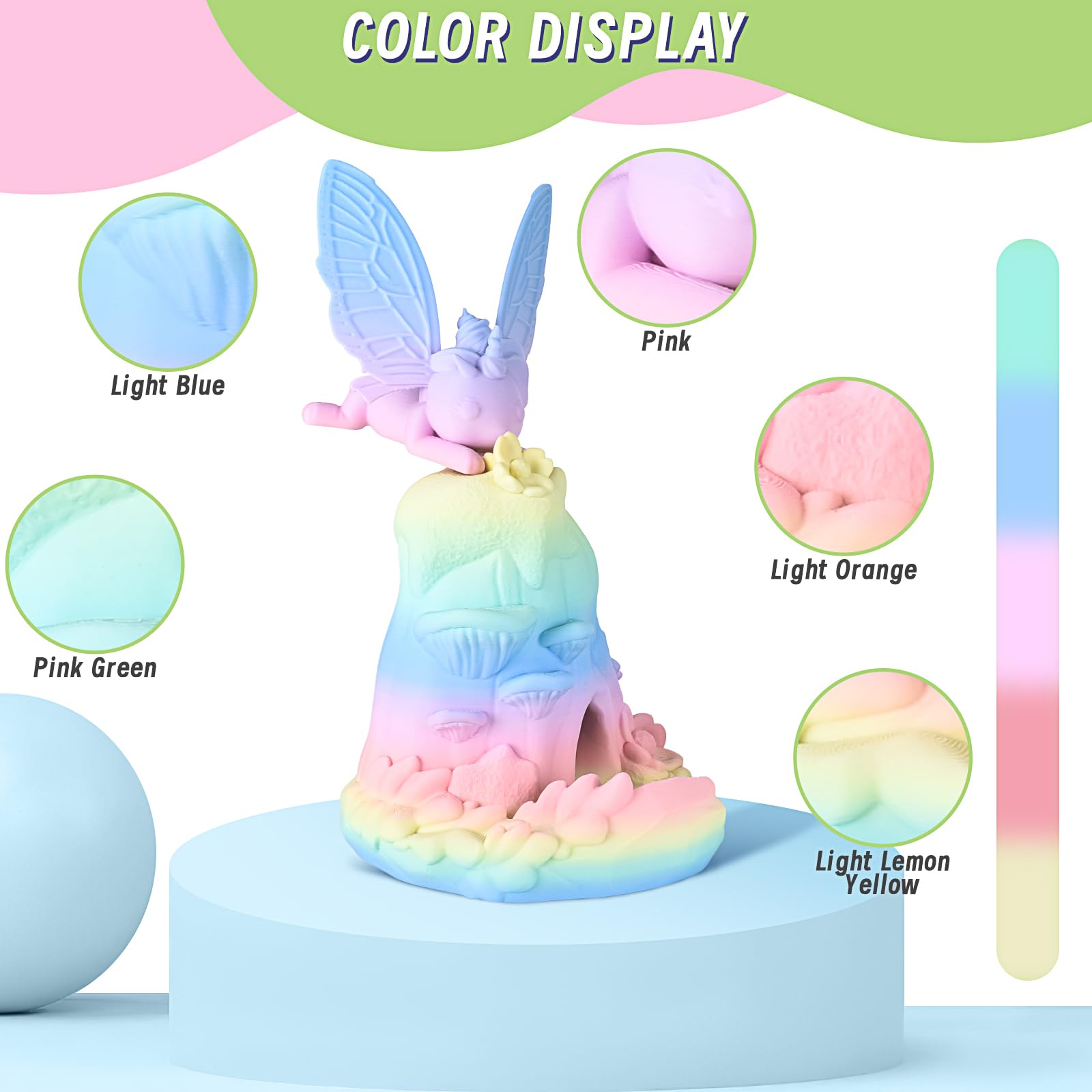 ERYONE Matte Rainbow 3D Printer PLA Filament 1.75 +/- 0.03mm, Matte Muticolor Filament PLA 1KG(2.2LBS) Spool, Matte Macaron Rainbow