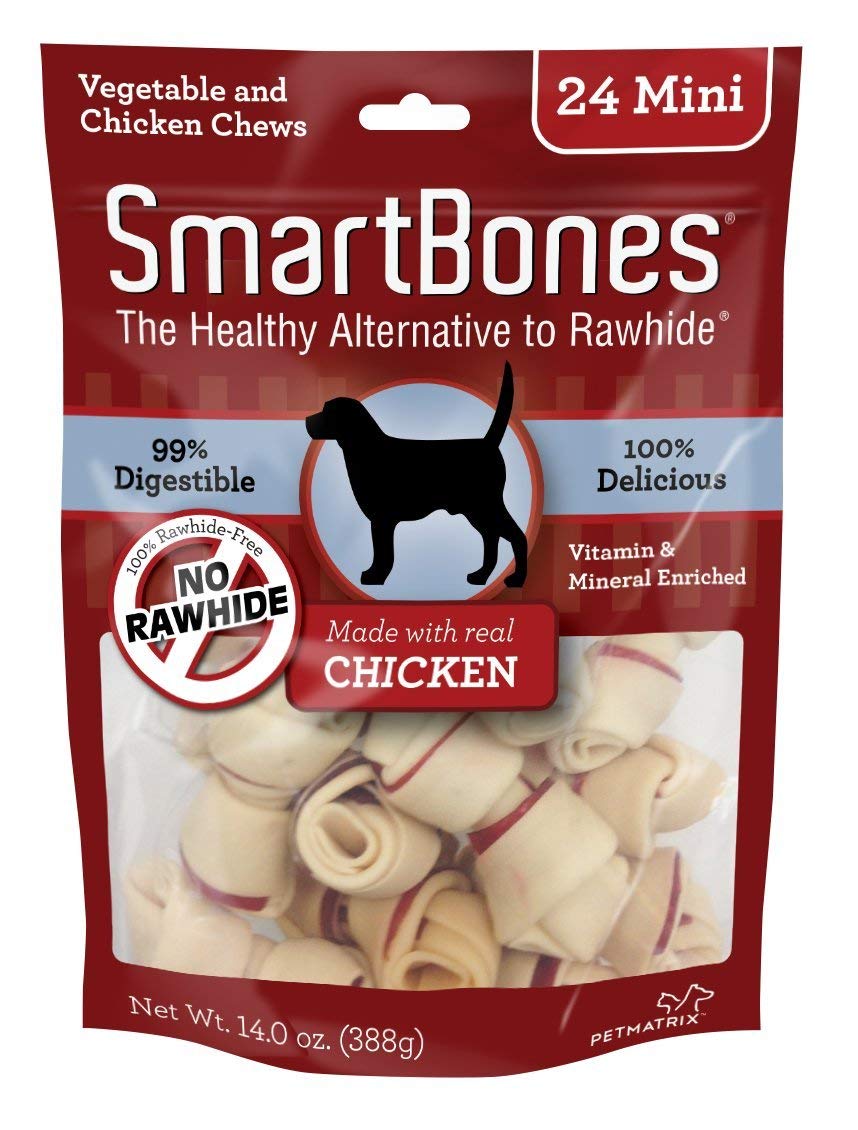 SmartBones Mini Dog Chews, Rawhide Free Chews For Dogs, Made With Real Chicken and Vegetables, 24 Count