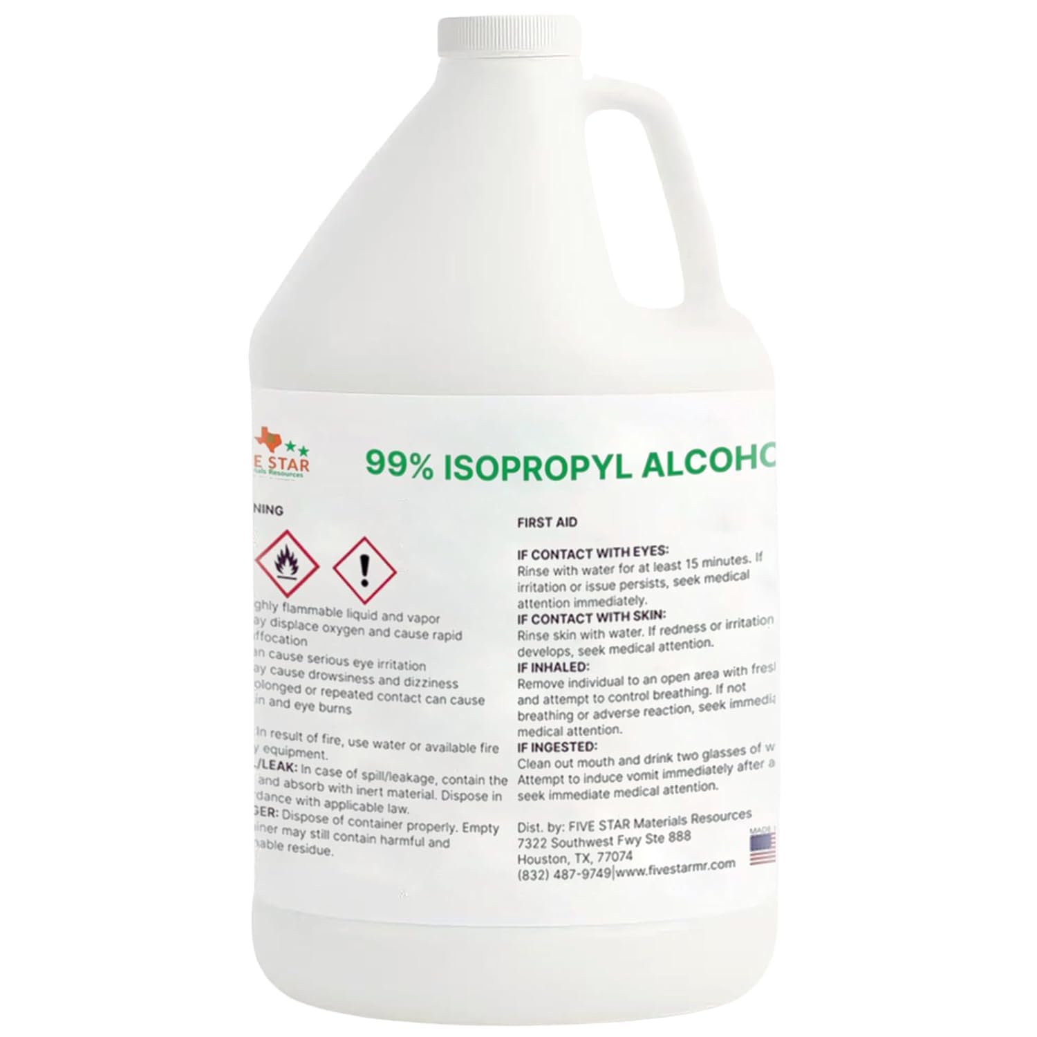 99% Pure Isopropyl Alcohol, 99 Percent IPA 1 Gallon, USP Grade, Made in The USA (4 Quarts, 1 Gallon,128 fl oz)