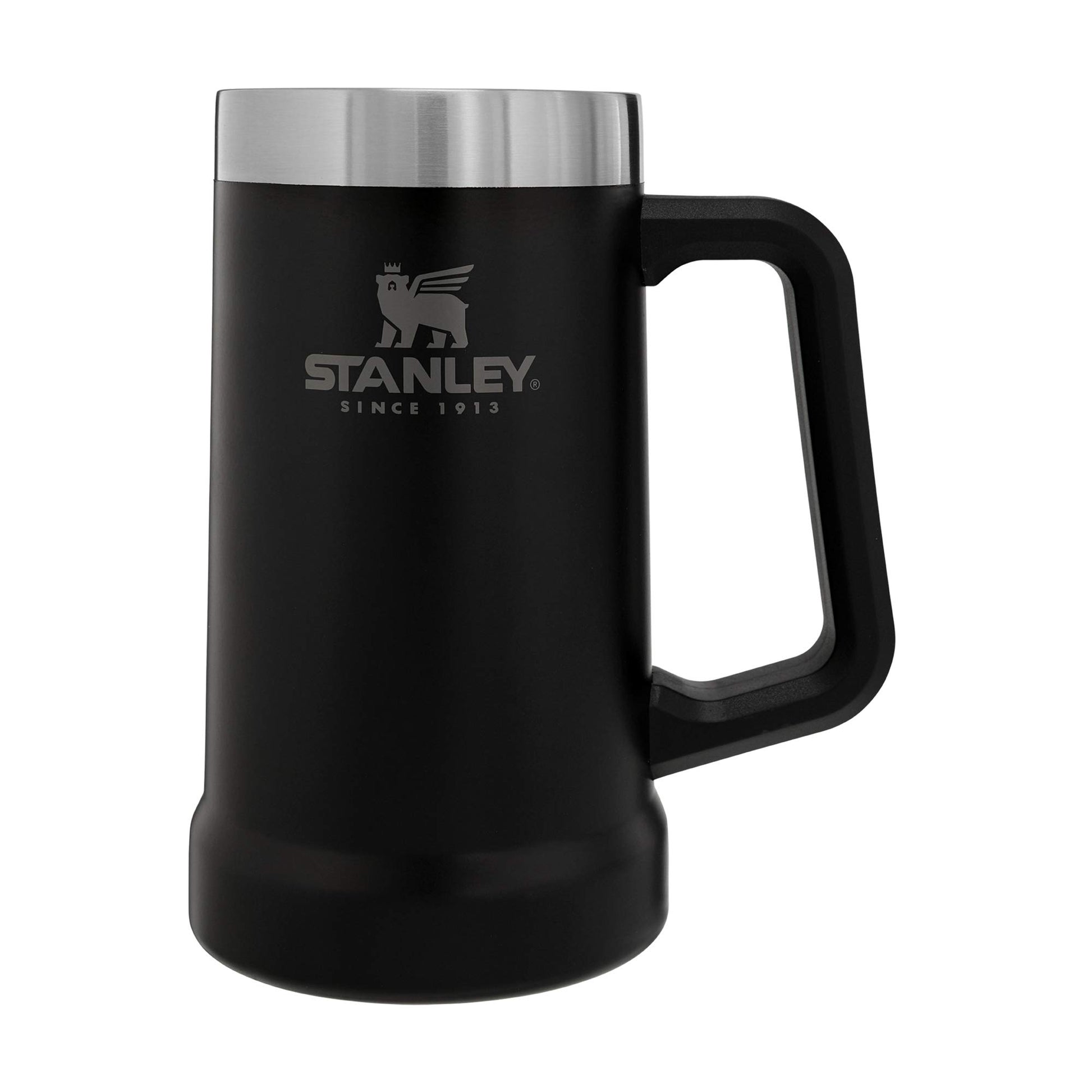 Stanley Stay-Chill Beer Stein 24 oz | Heavy Duty Big Grip Handle | Beer Tumbler Drink Cup, Holds 2 Cans | Insulated Stainless Steel Party Mug | BPA-Free | Matte Black