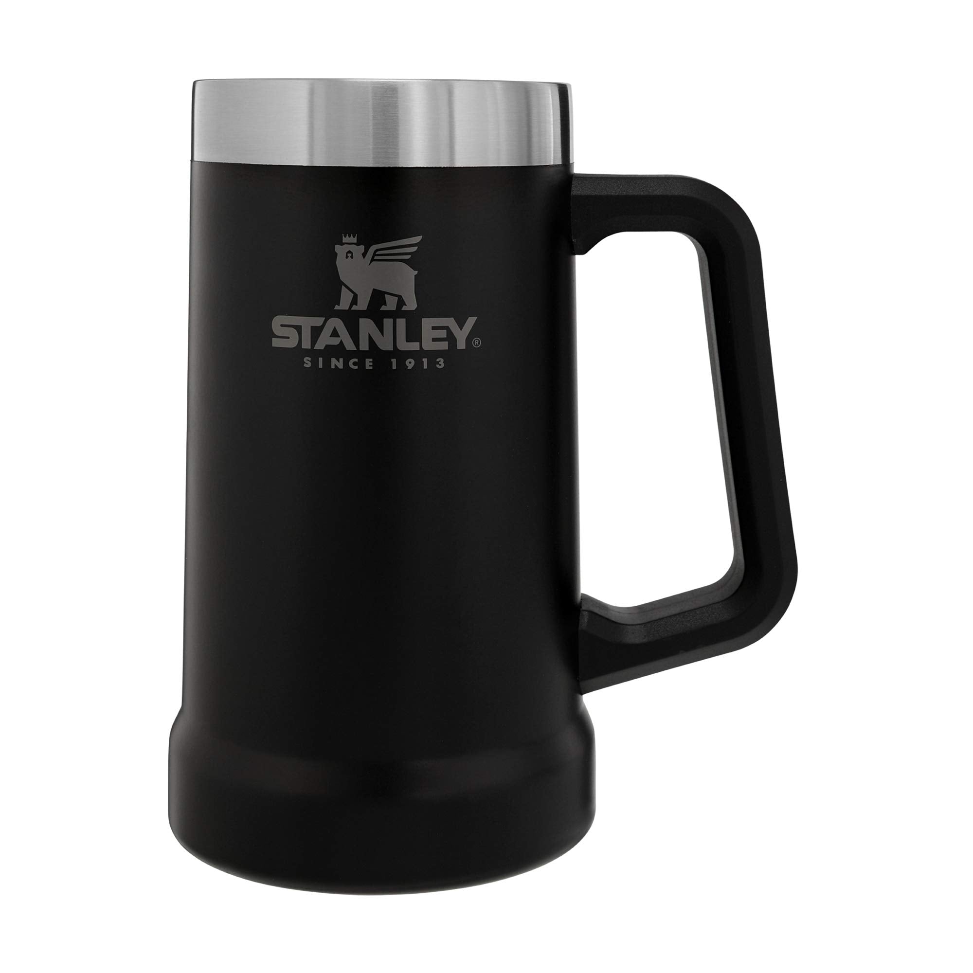 Stanley Stay-Chill Beer Stein 24 oz | Heavy Duty Big Grip Handle | Beer Tumbler Drink Cup, Holds 2 Cans | Insulated Stainless Steel Party Mug | BPA-Free | Matte Black