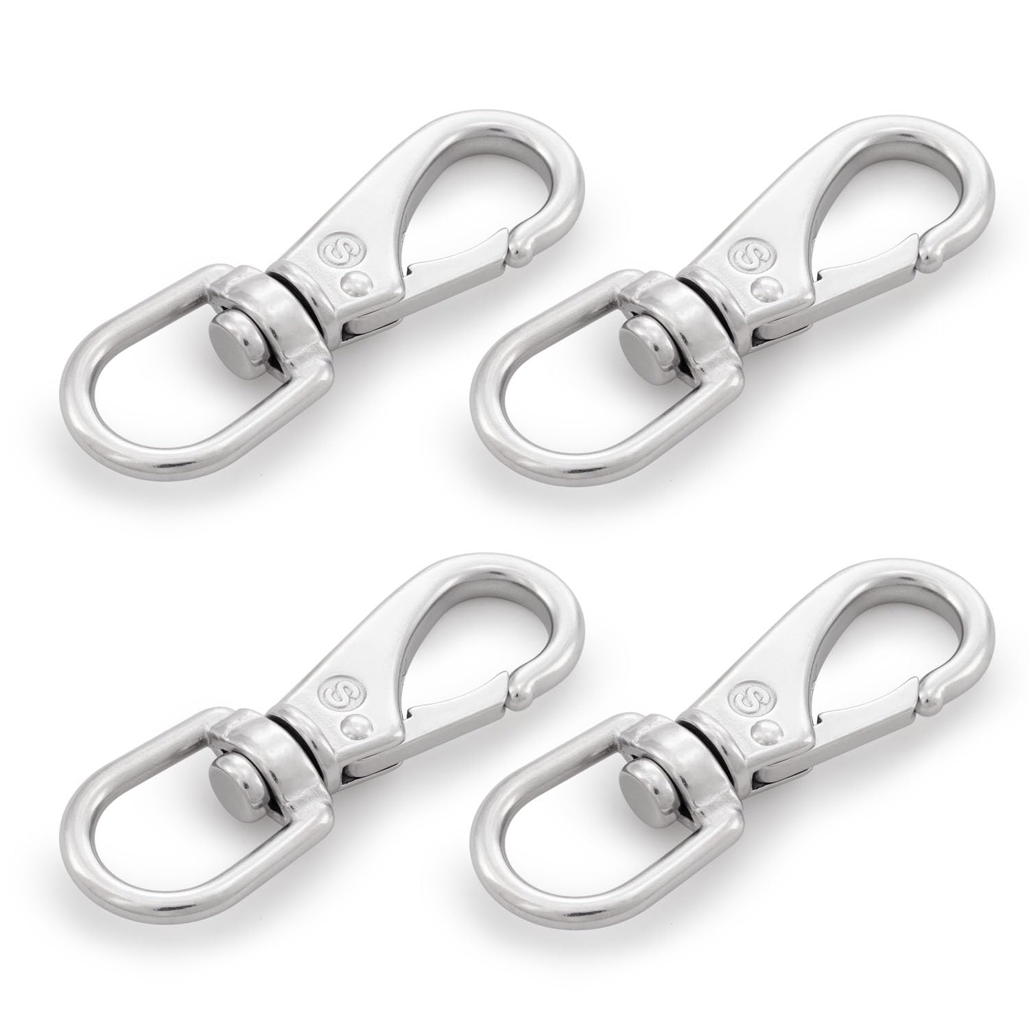 SHONAN Stainless Steel Flag Clips for Flagpole Rope- 4 Pack 3.5 Inch Swivel Snap Hook Flag Pole Clips, Diving Clips Spring Hooks for Dog leashes, Keychains, Boat Ropes, Bird Feeders