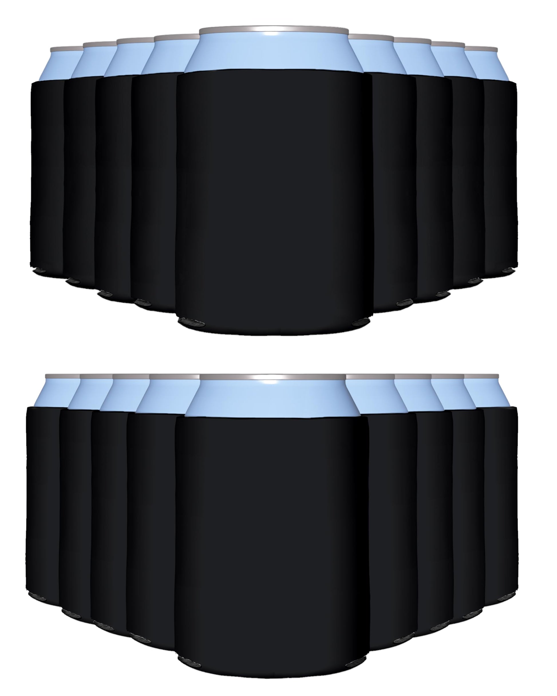 PartyPrints 25 Pack Black Blank Can Cooler Sleeves, Customizable Bulk Sublimation Insulated Foam for Beer, Collapsible Plain Drink Holder, Cold Soda Insulator, 12oz Regular, 16oz Tall Cans