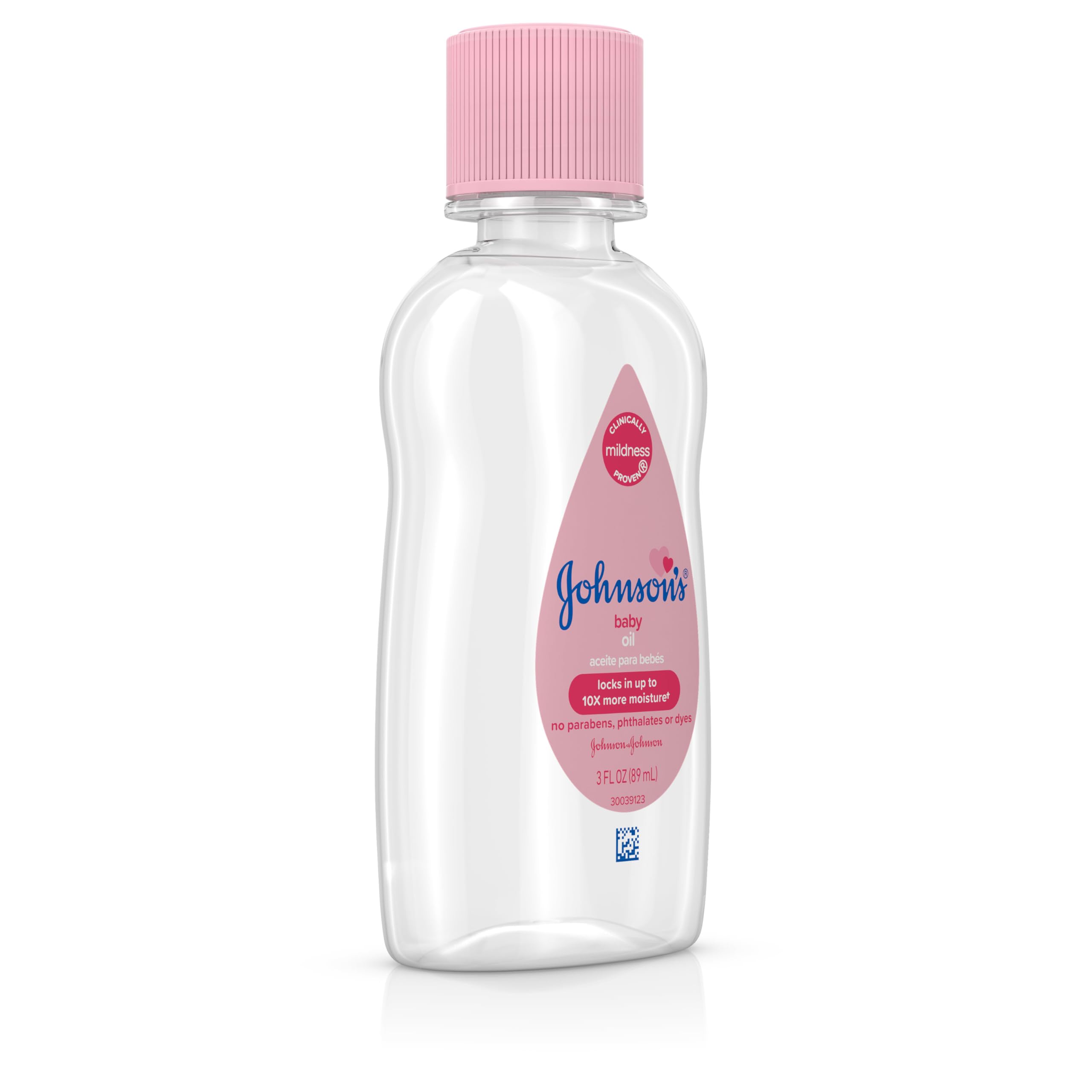 Johnson's Baby Oil, Pure Mineral Oil to Prevent Moisture Loss for Newborn, Kids, and Adults, Gentle and Soothing Baby Massage Oil, Dry Skin Relief, Hypoallergenic, Original Scent, 3 fl. oz