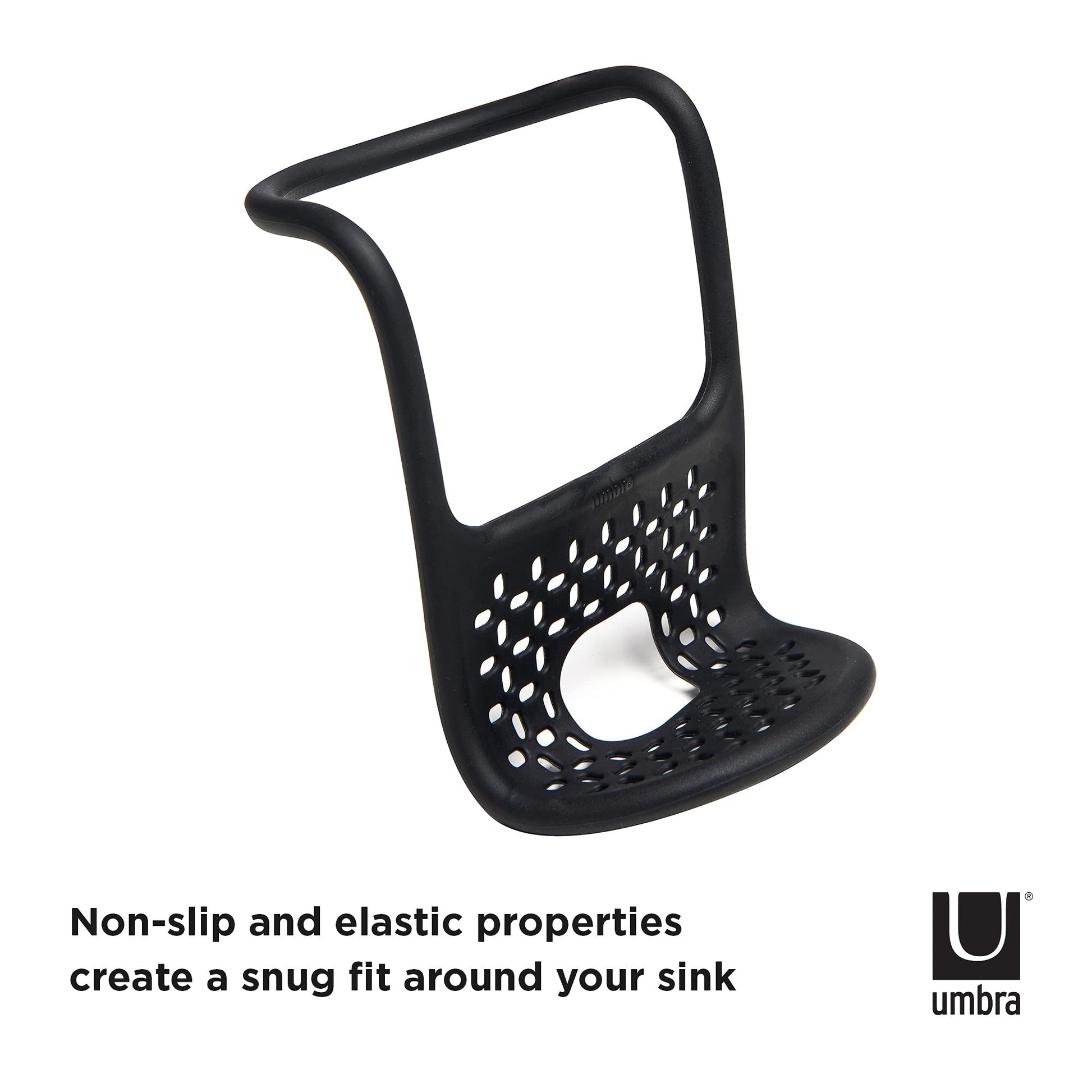Umbra Sling Kitchen Sink Accessory, Single-Sided Sponge Holder, Black