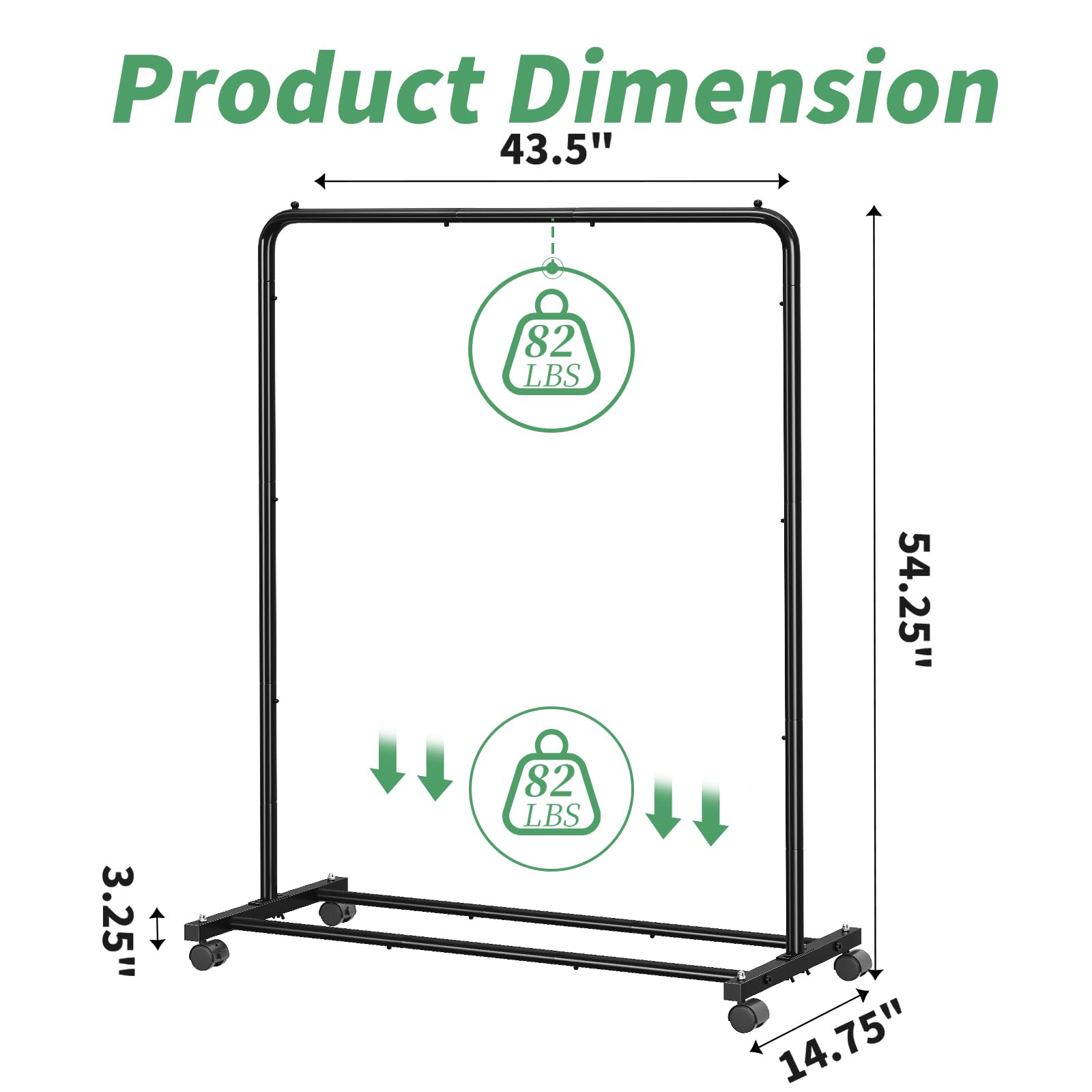 Simple Trending Standard Clothes Clothing Garment Rack with Storage Shelves, Rolling Clothes Organizer on Wheels for Hanging Clothes, Black