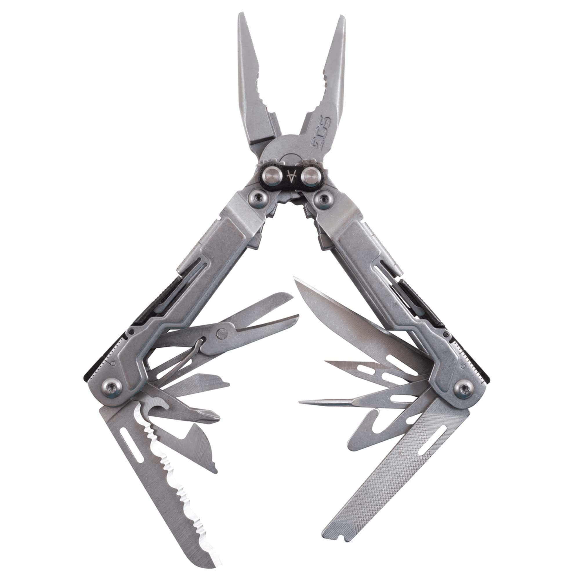 SOG PowerPint Mini Compact Stainless Steel Multi-Tool |18 Lightweight Specialty Tools & SOG Multitool Pliers Pocket Knife, Stone Wash