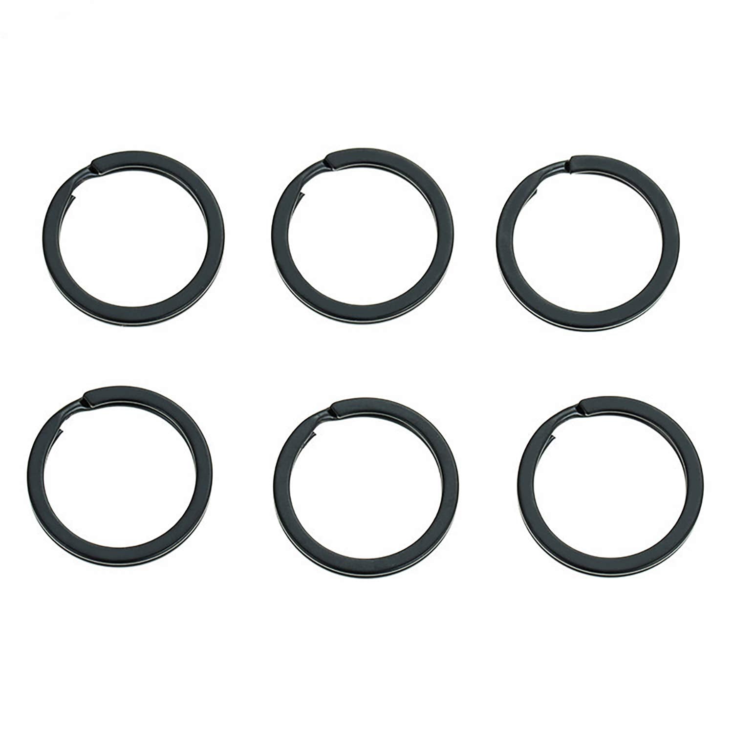 HeeYaa 10 Pieces of 1-inch Flat Key Rings - Metal Keychain Rings, Split Keyrings, Flat O-Ring for Home, Car, Office Keys Attachment (Black)