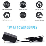 [UL Listed] Maxson 15V 2A Power Supply Charger (Input AC 100V-240V, Output DC 15 Volt 2 Amp 30 Watt) Adapter Switching Transformer Converter DC 5.5mm x 2.1mm / 5.5mm x 2.5mm Universal