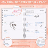 2025 Planner - Weekly & Monthly Planner Runs Jan 2025 to Dec 2025, 6.25" x 8.25", 12 Monthly Tabs, 14 Notes Page, Plastic Pocket, Flexible Cover with Twin-Wire Binding, Twig Planners 2025