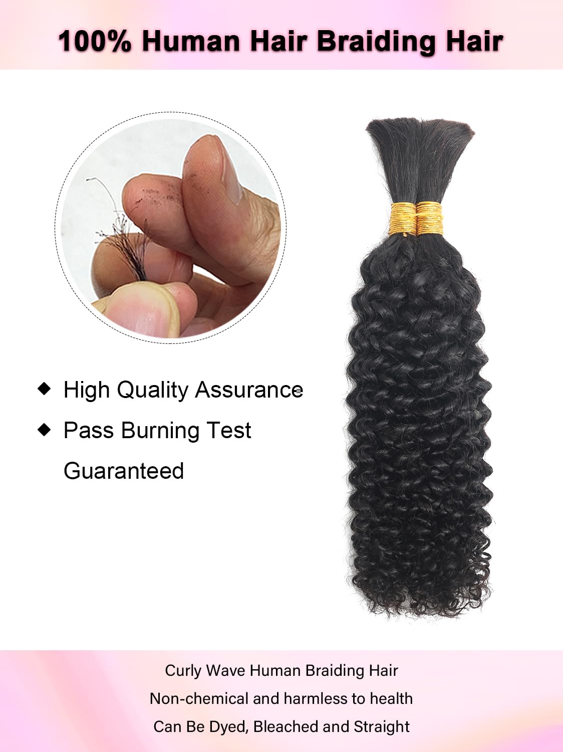 100 Percent Human Braiding Hair For Boho Braids Curly Human Hair Braiding Hair Full Bulk Human Hair For Braiding Wet Wavy 100g 2 Bundles No Weft Micro Braiding Hair Human Hair Extensions YNiSew