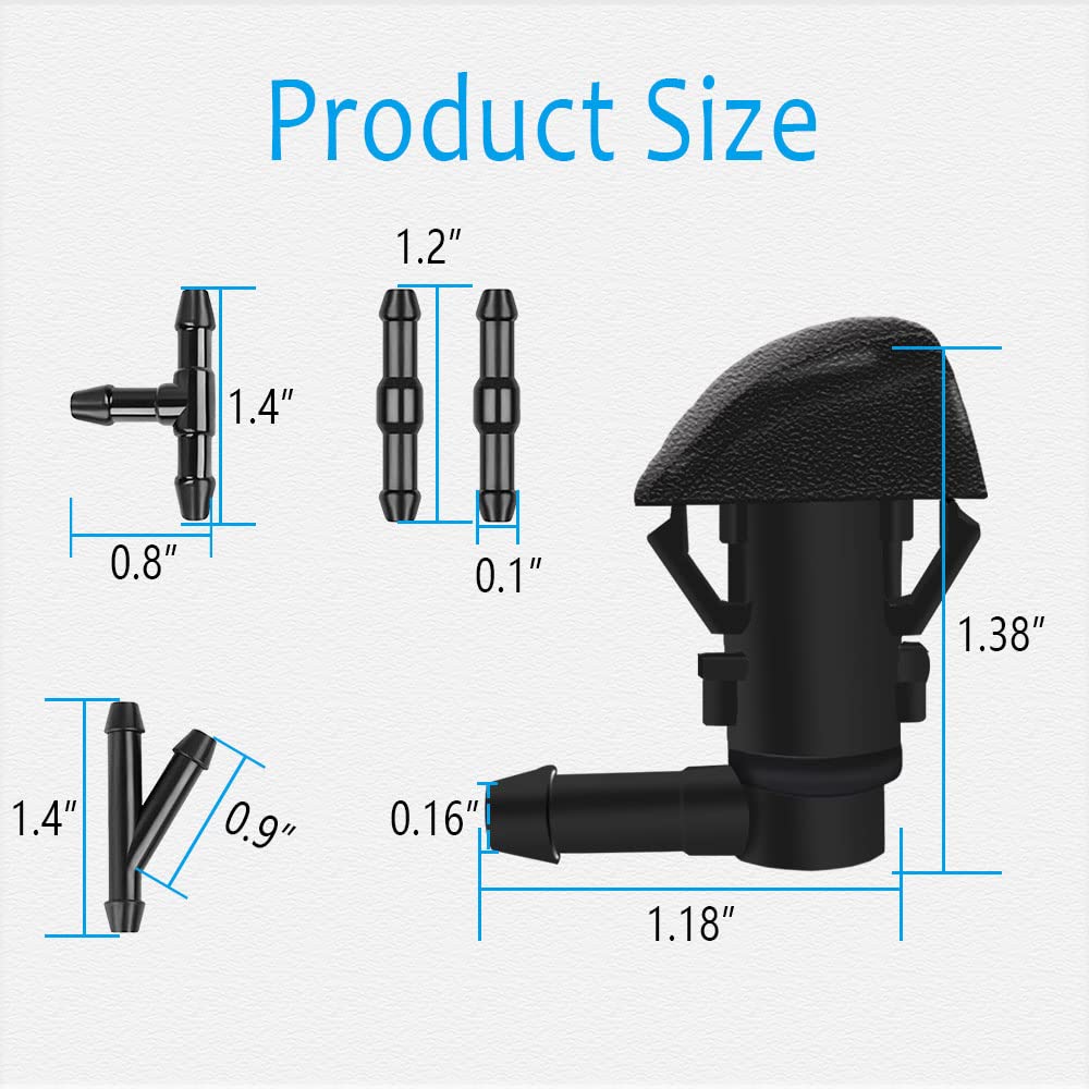 Windshield Washer Nozzles Kit, Front Windshield Spray Nozzles Wiper Spray Washer Jet and Fluid Hose with Connectors for Honda Pilot 2009-2012 2014 2015, Replaces OEM # 76810-SZA-A01ZA