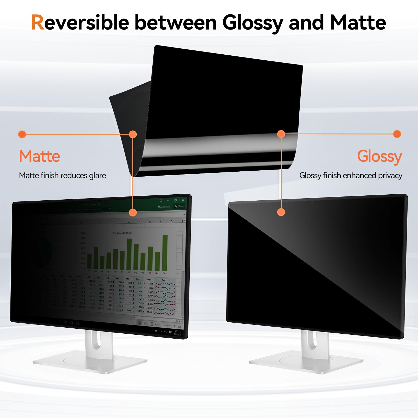 [2 Pack] 24 Inch Computer Privacy Screen for 16:9 Aspect Ratio Widescreen Monitor, Eye Protection Anti Glare Blue Light Computer Monitor Privacy Filter, Removable Anti-Scratch 24in Protector Film