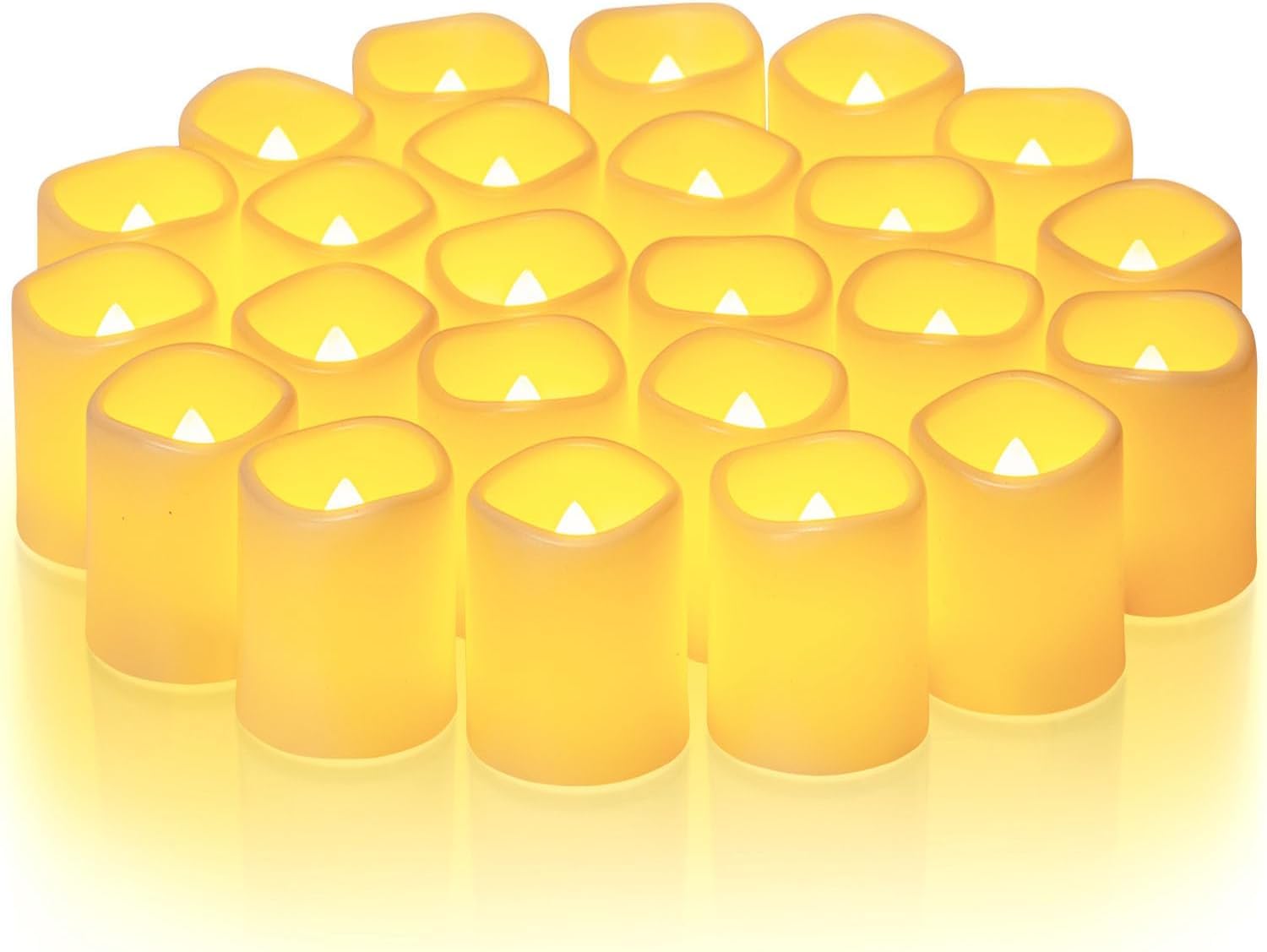 Homemory Flickering Flameless Votive Candles, 12PCS Battery Operated LED Votive Tealight Candles, Realistic Electricn Fake Candle for Easter, Wedding, Table (Battery Included)