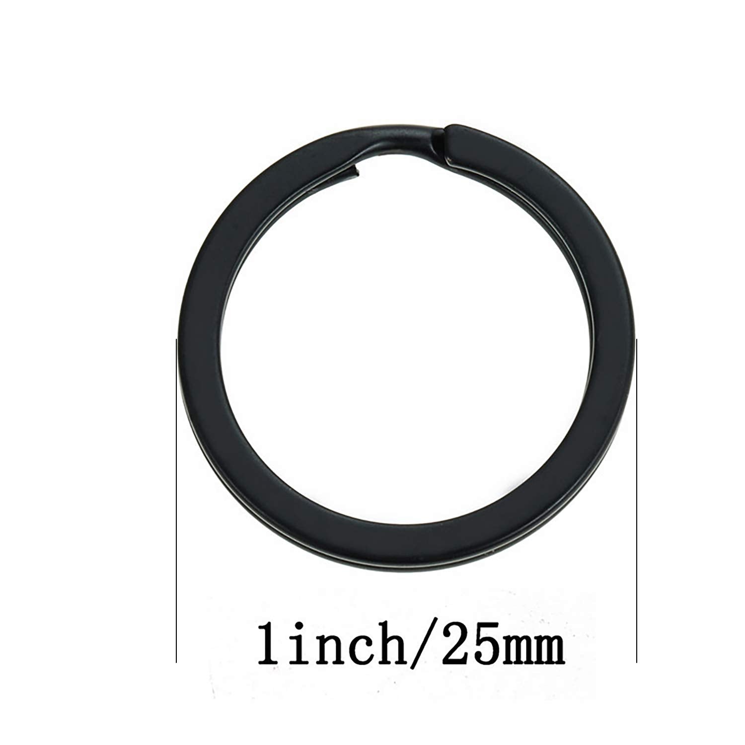 HeeYaa 10 Pieces of 1-inch Flat Key Rings - Metal Keychain Rings, Split Keyrings, Flat O-Ring for Home, Car, Office Keys Attachment (Black)