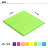 6 Pads Lined Sticky Notes 3x3 Sticky Notes with Lines Self-Stick Note Pads 6 Bright Multi Colors,100 Sheet/Pad