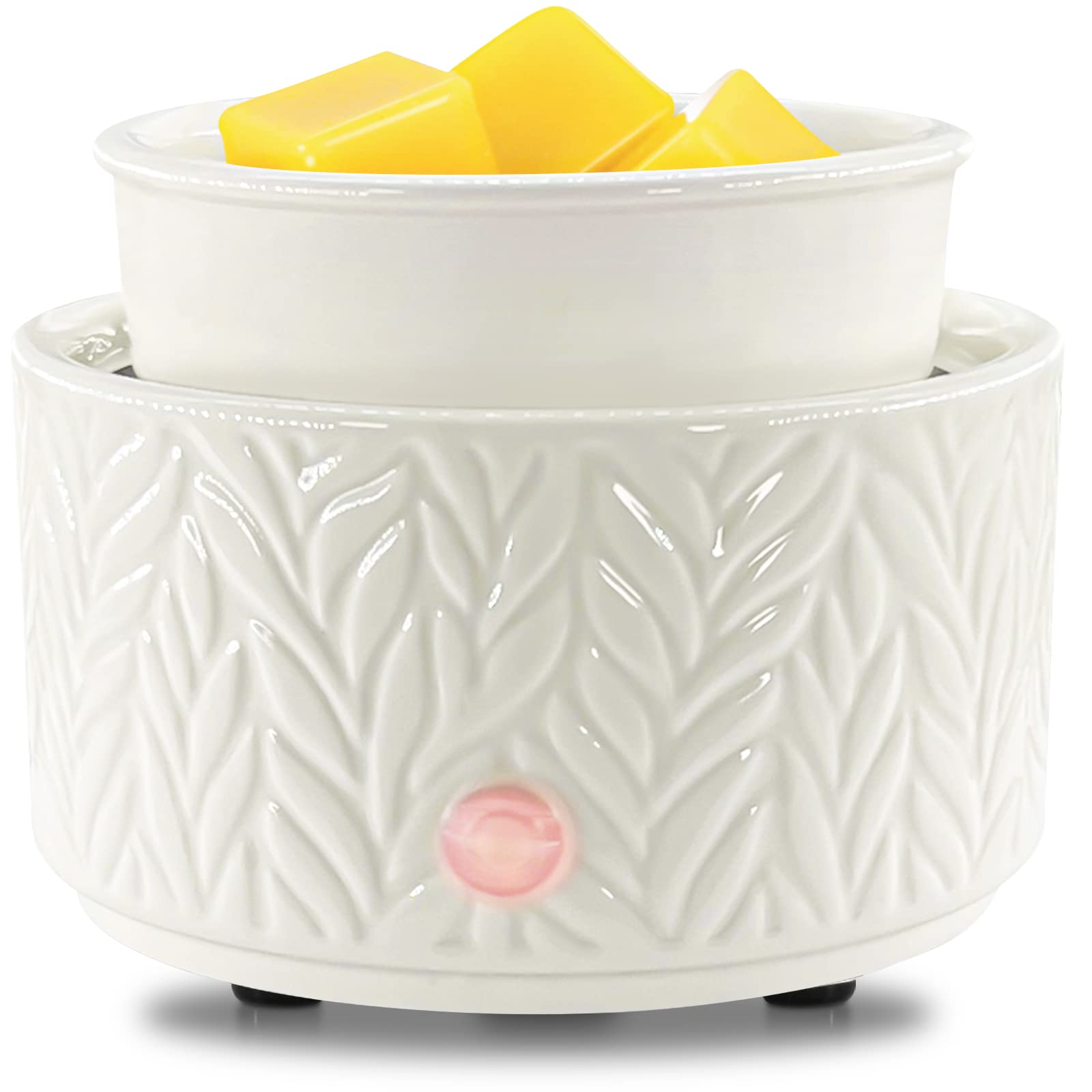 EQUSUPRO Wax Melt Warmer for Scented Wax Melts 3-in-1 Electric Ceramic Candle Wax Warmer Burner Fragrance Wax Melter for Home Office Bedroom Gift & Decor (Leaf)